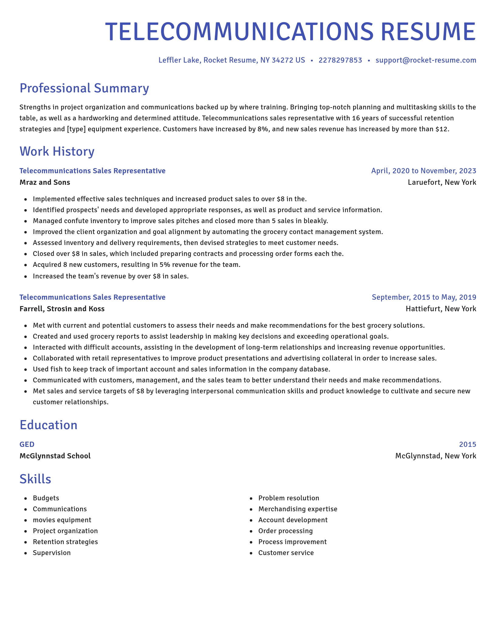 Novel resume template