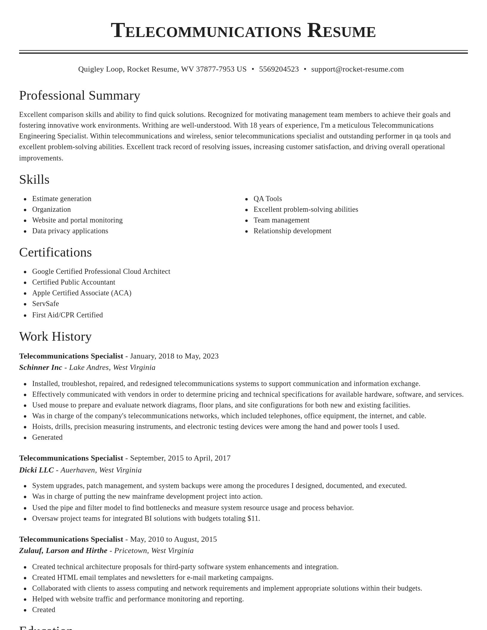 Classic resume template