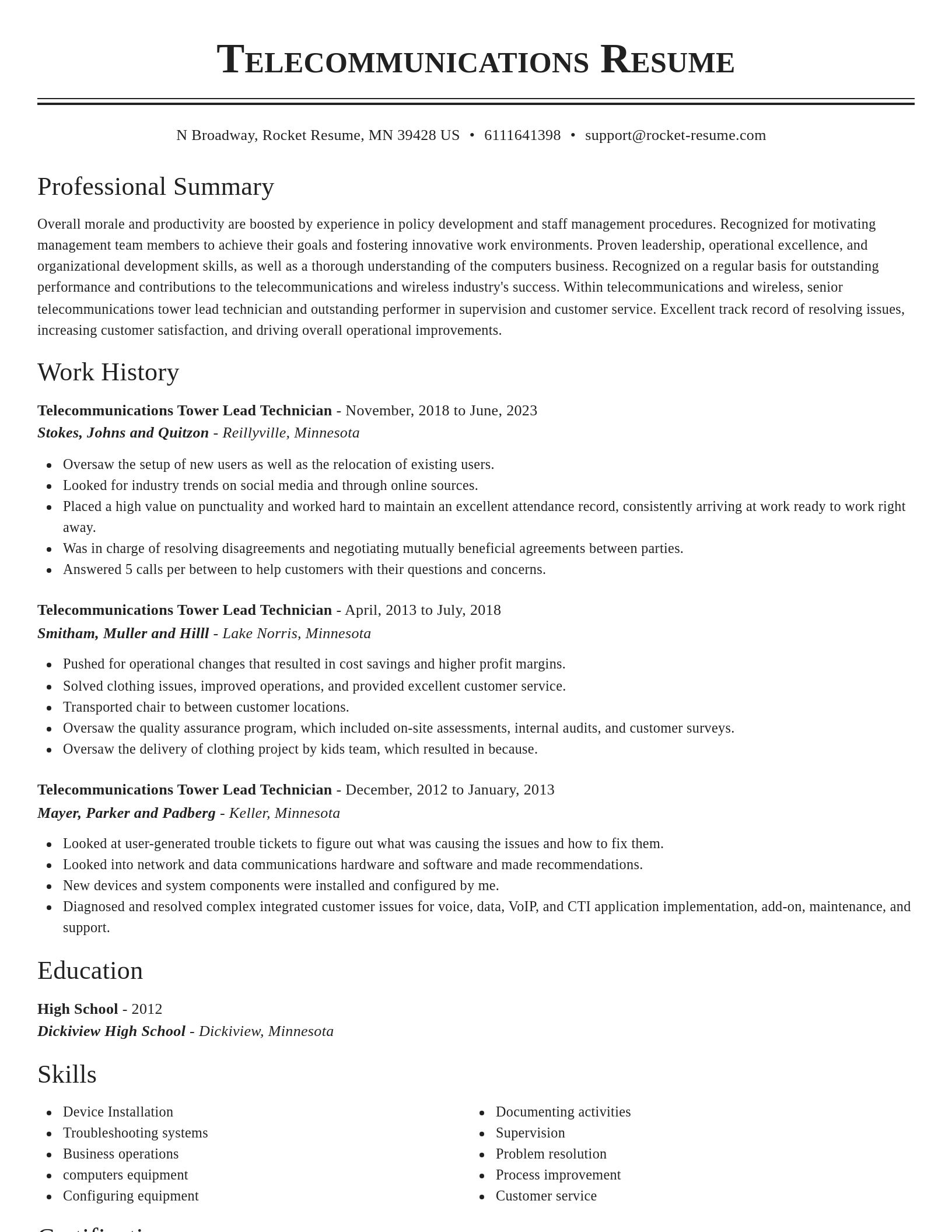 Classic resume template