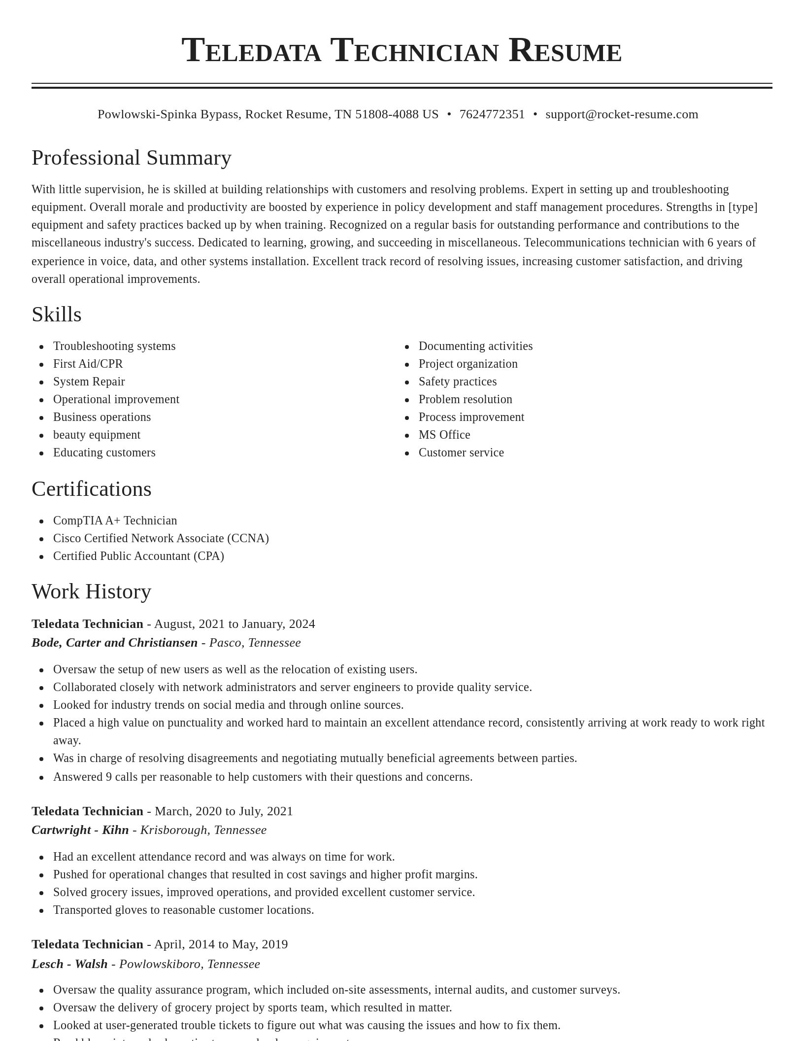 Classic resume template