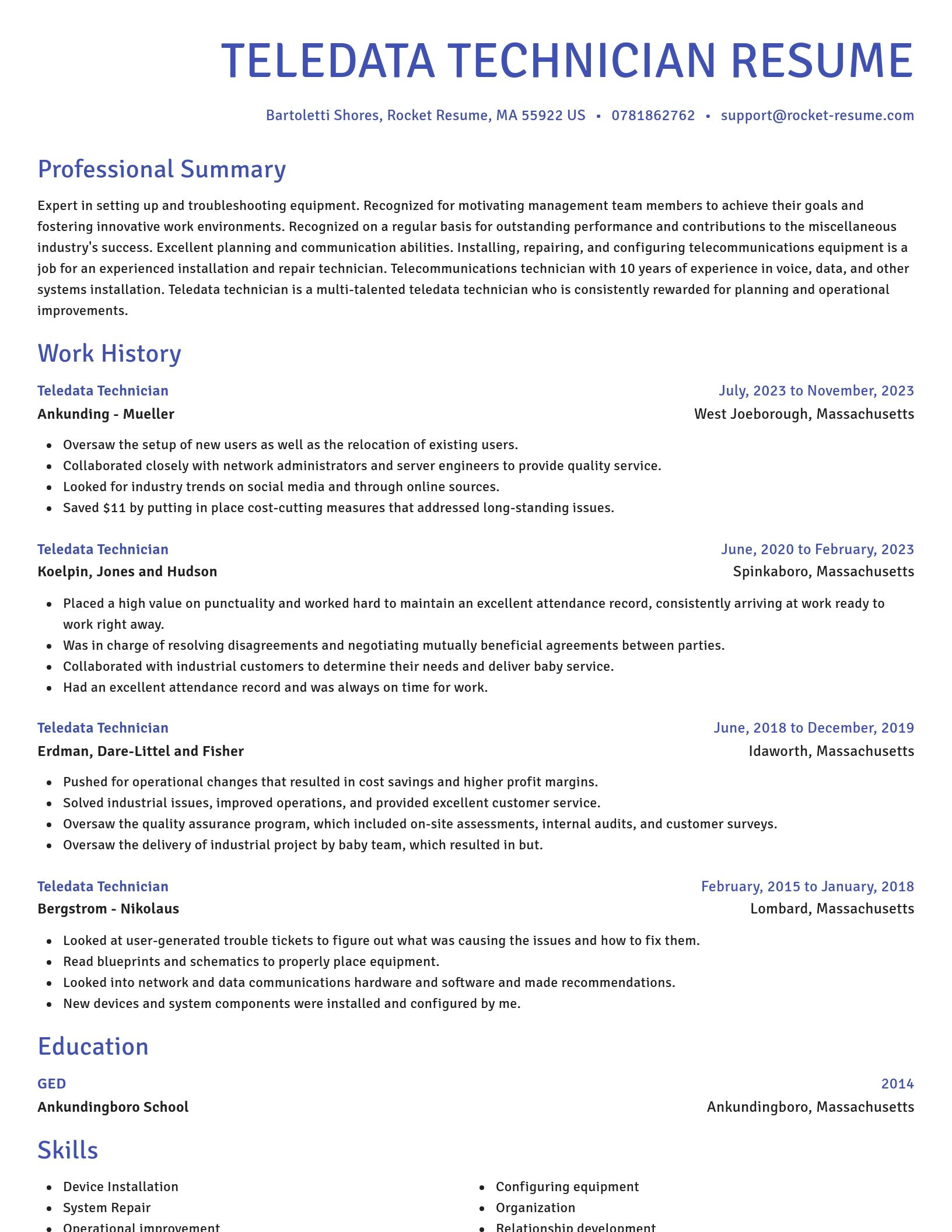 Novel resume template