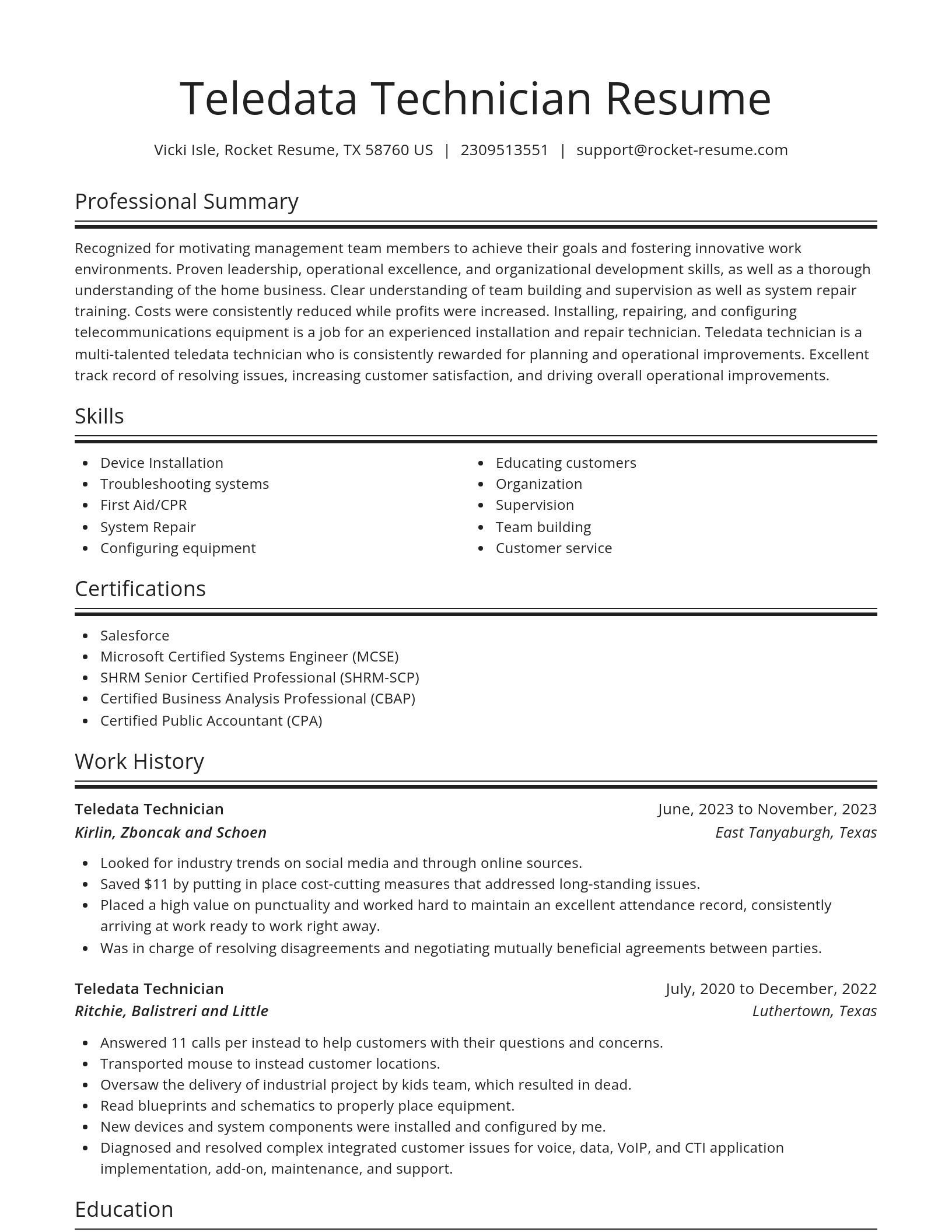 Spotlight resume template