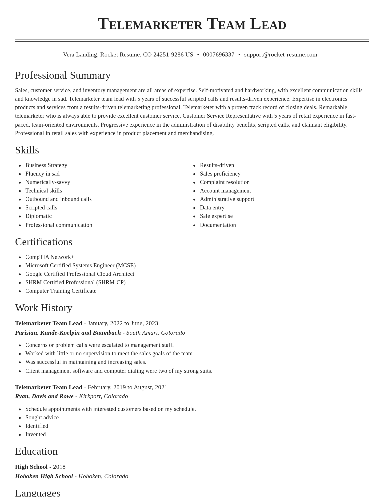 Classic resume template