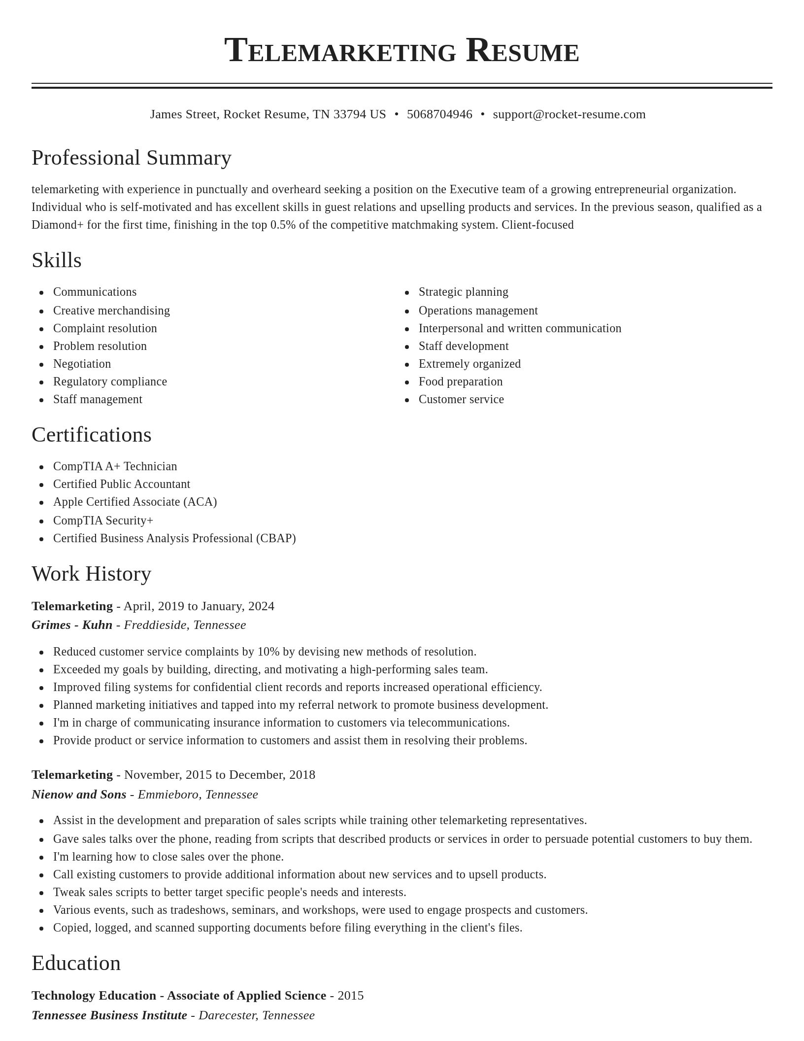 Classic resume template