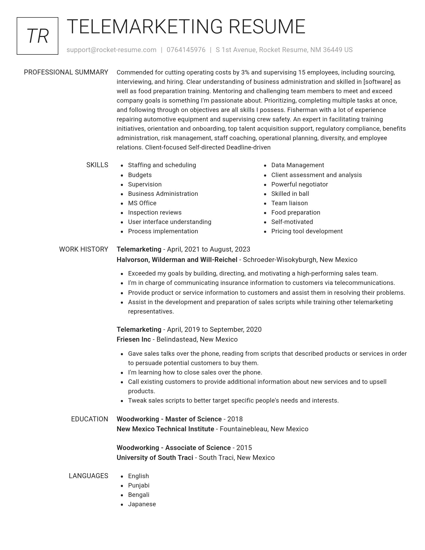 Renowned resume template