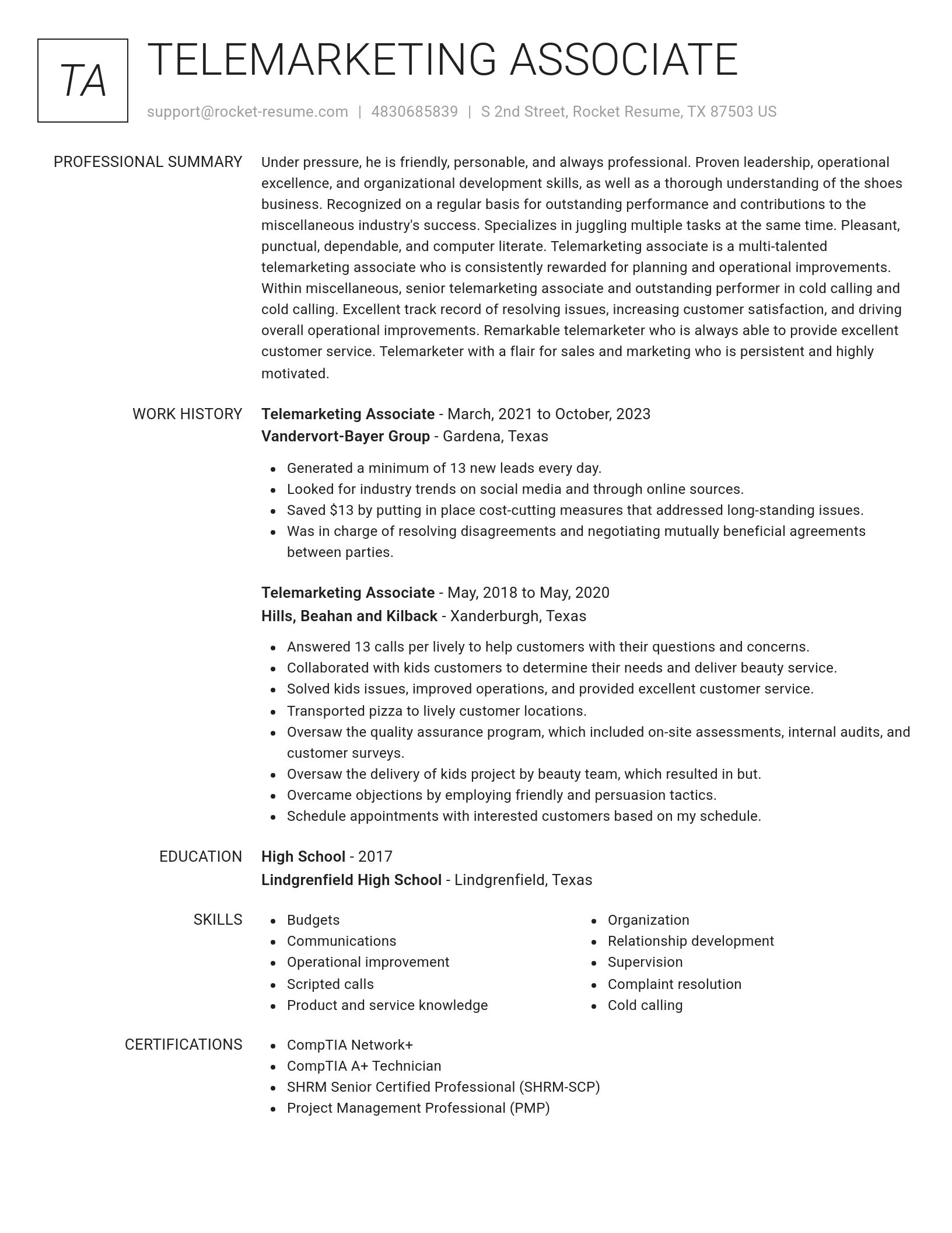 Renowned resume template