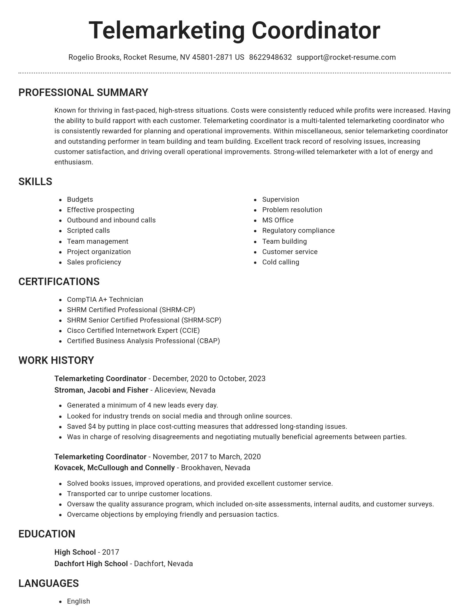 Brilliant resume template