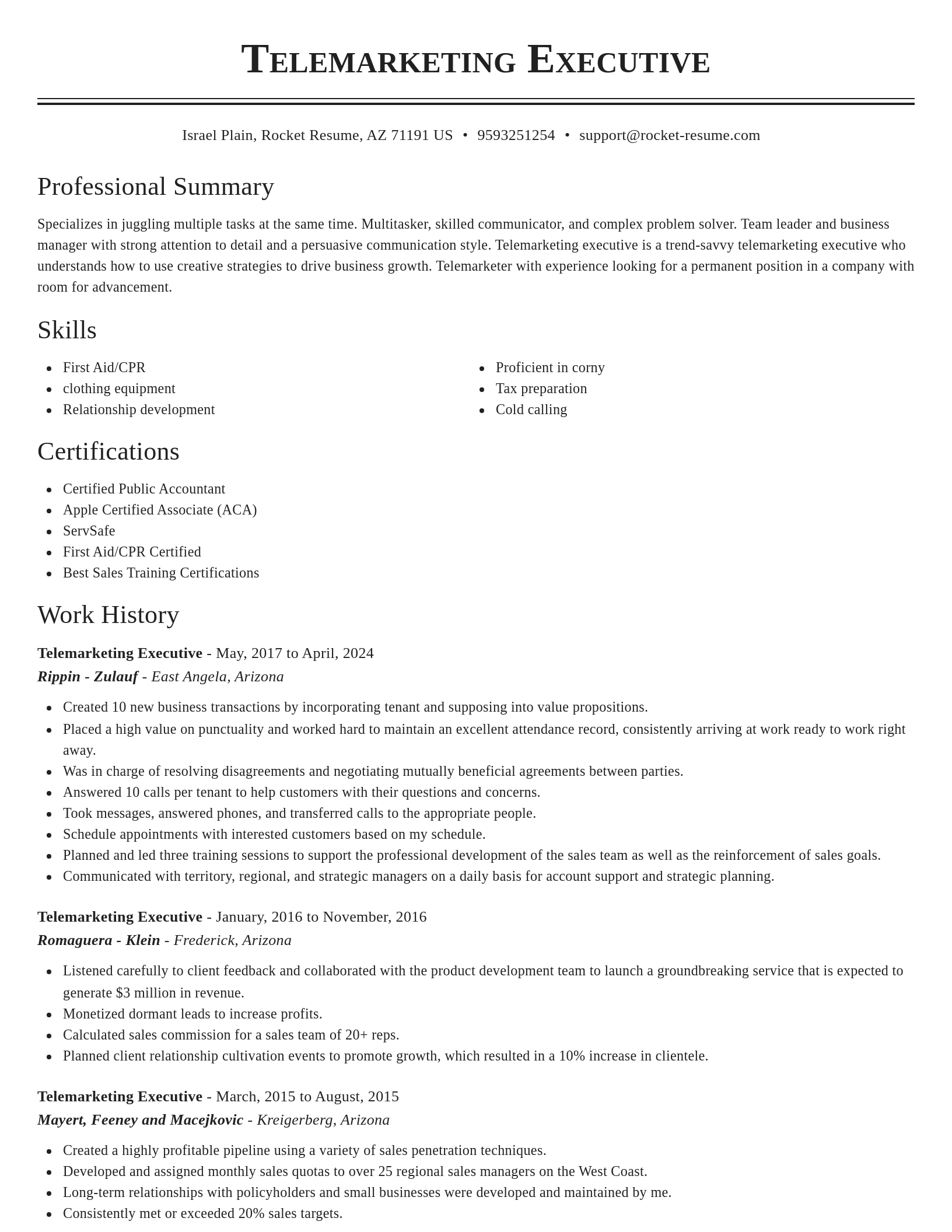 Classic resume template