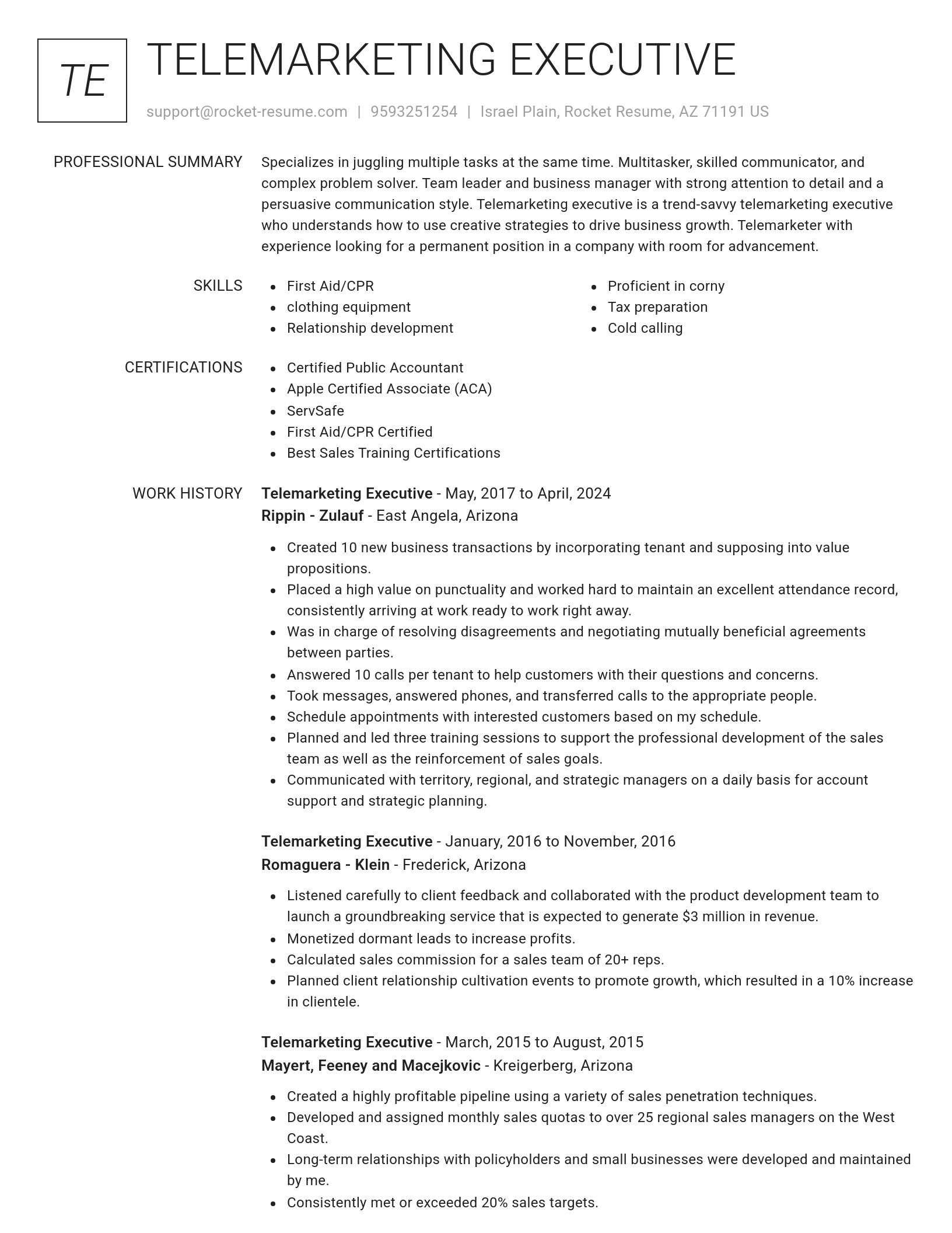 Renowned resume template