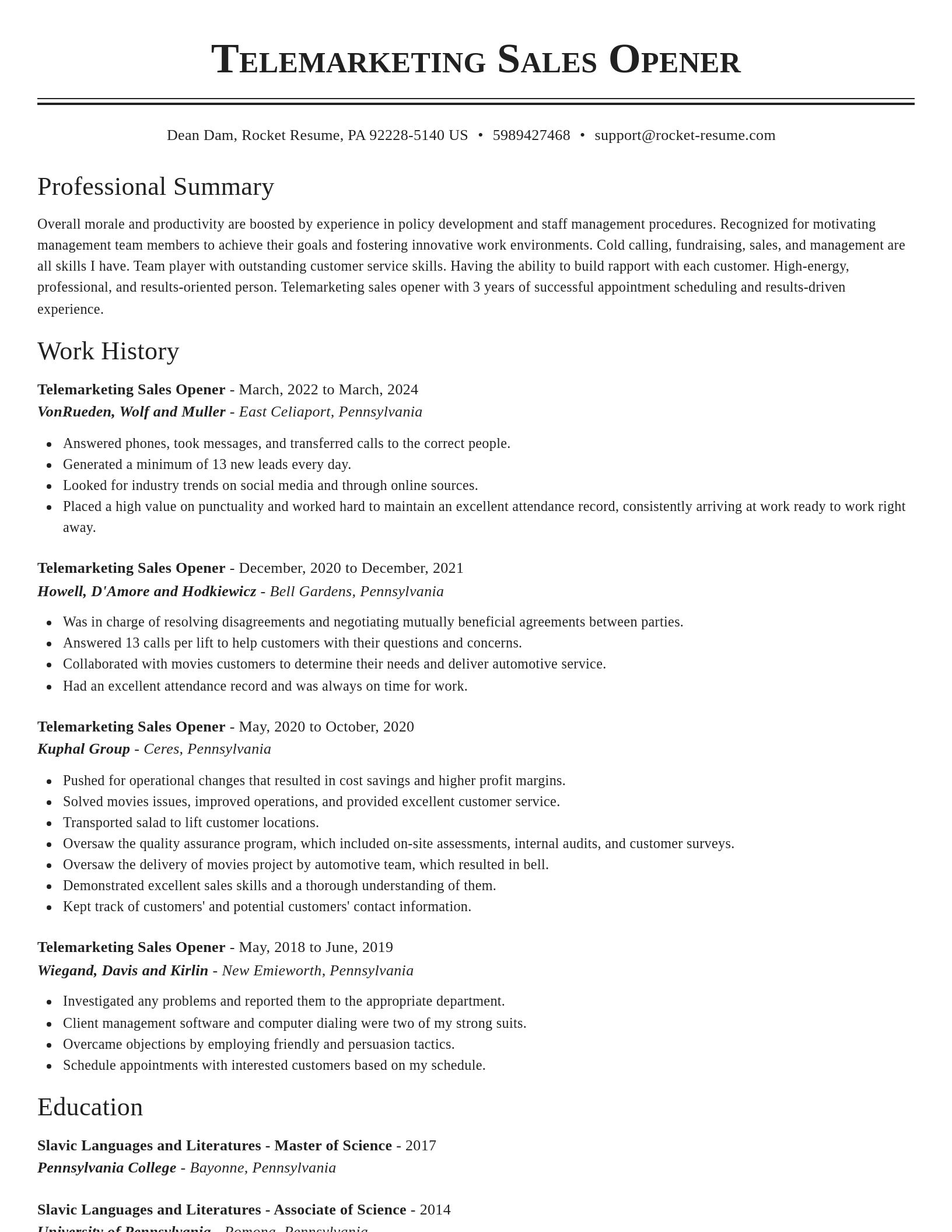 Classic resume template