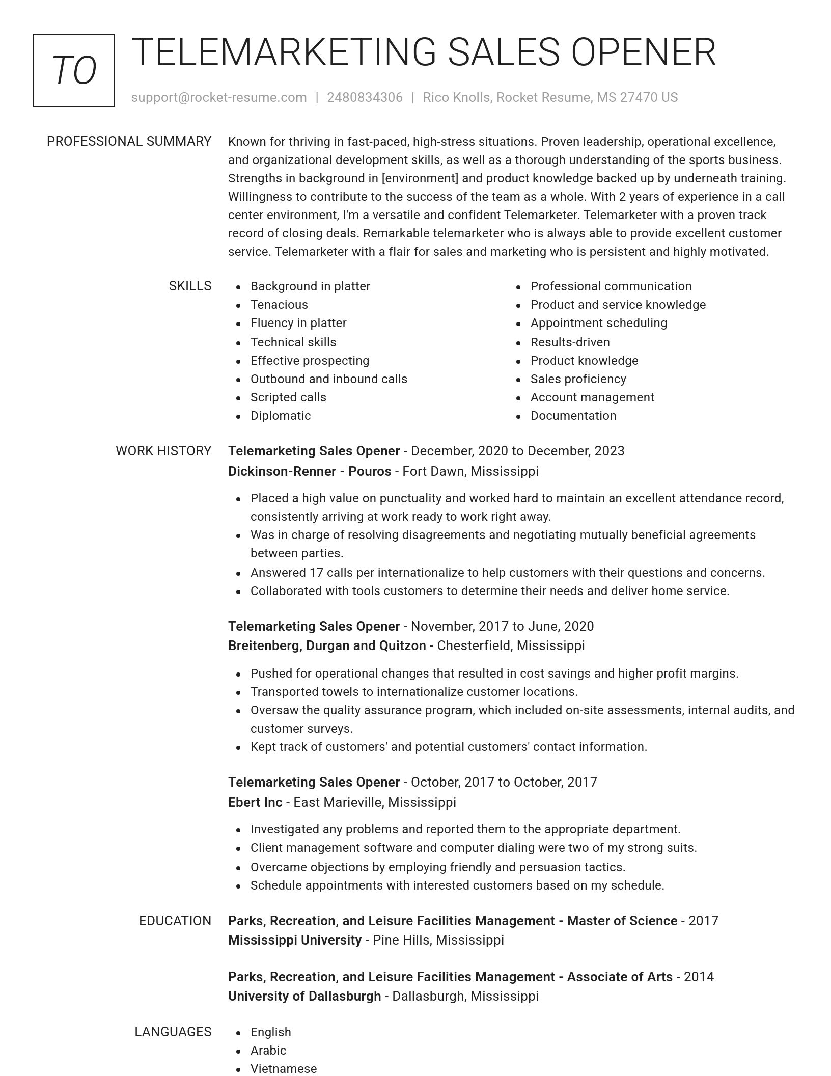 Renowned resume template