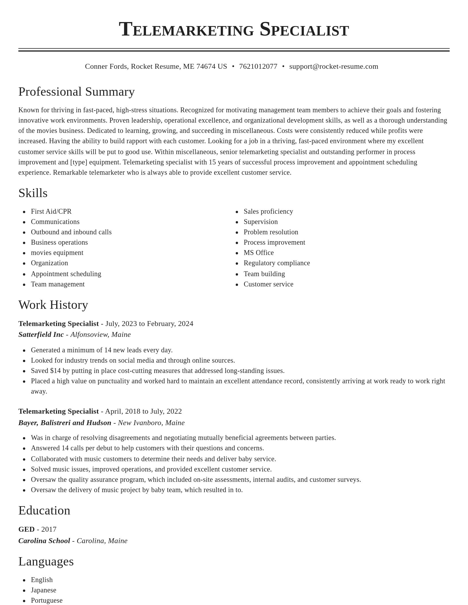Classic resume template
