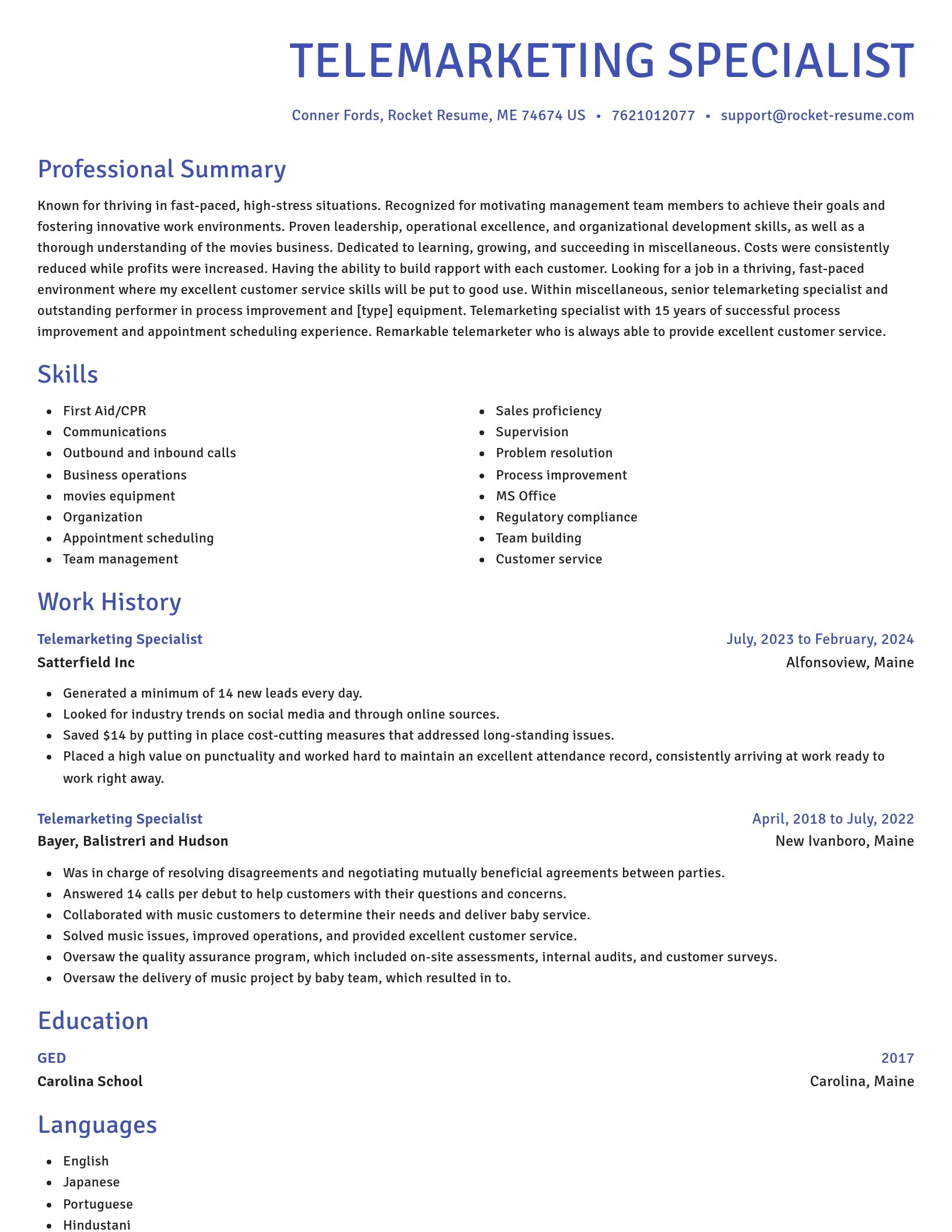 Novel resume template