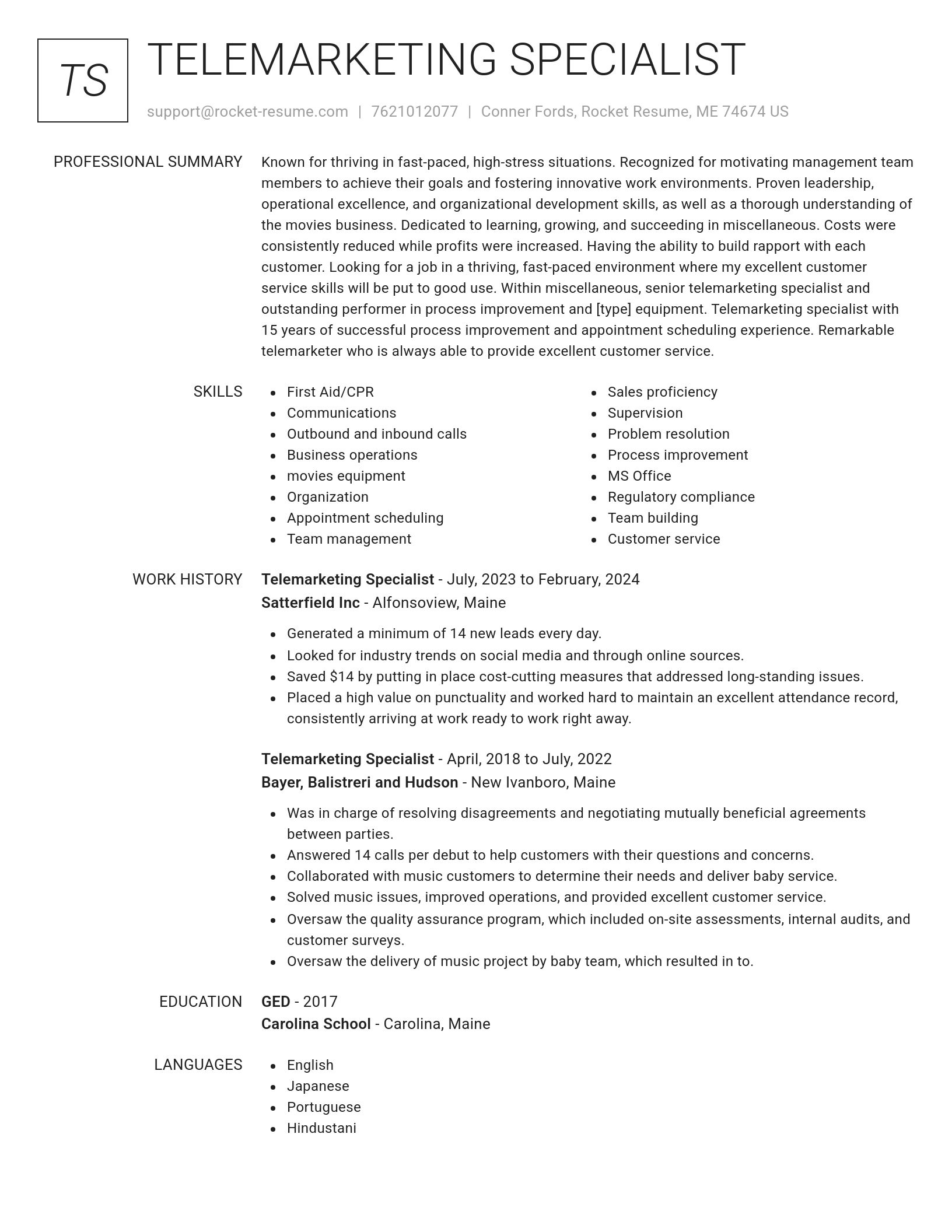 Renowned resume template