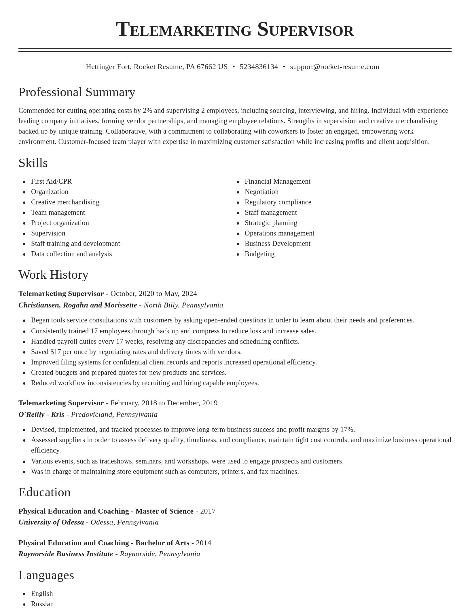 Classic resume template