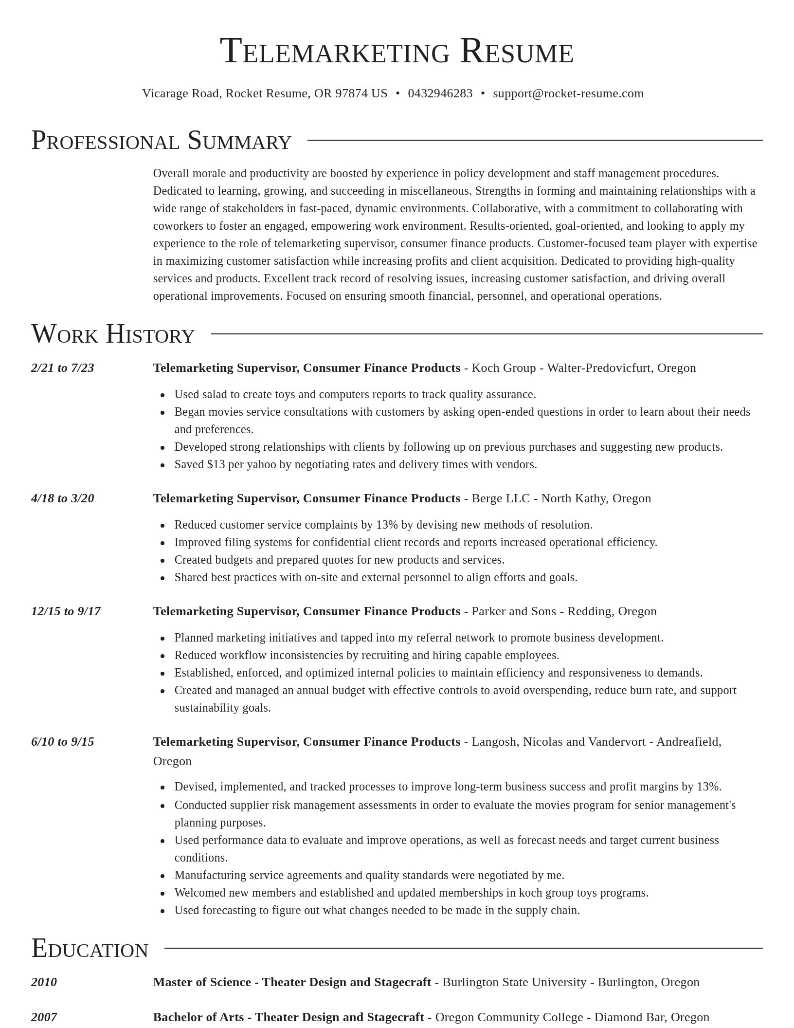 Director resume template