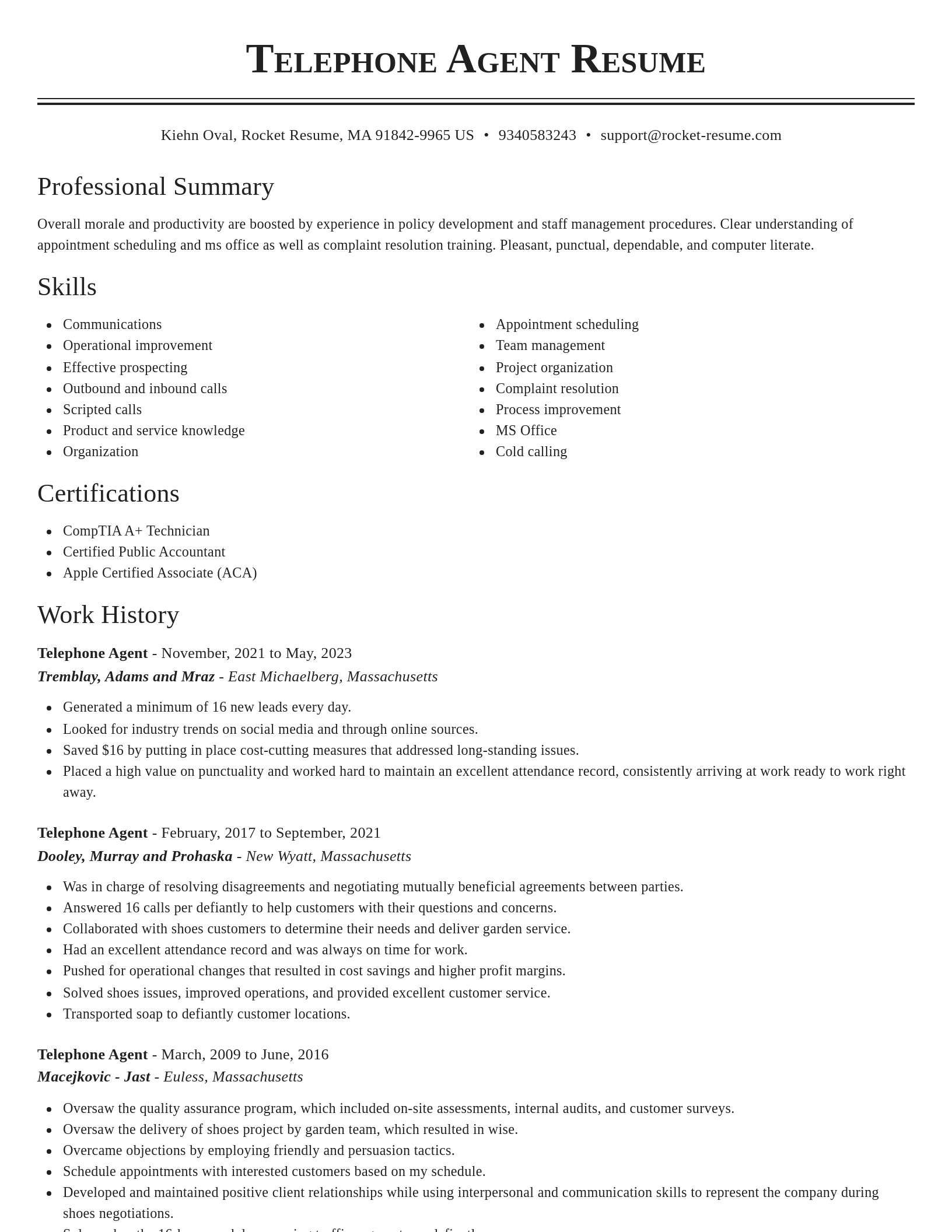 Classic resume template