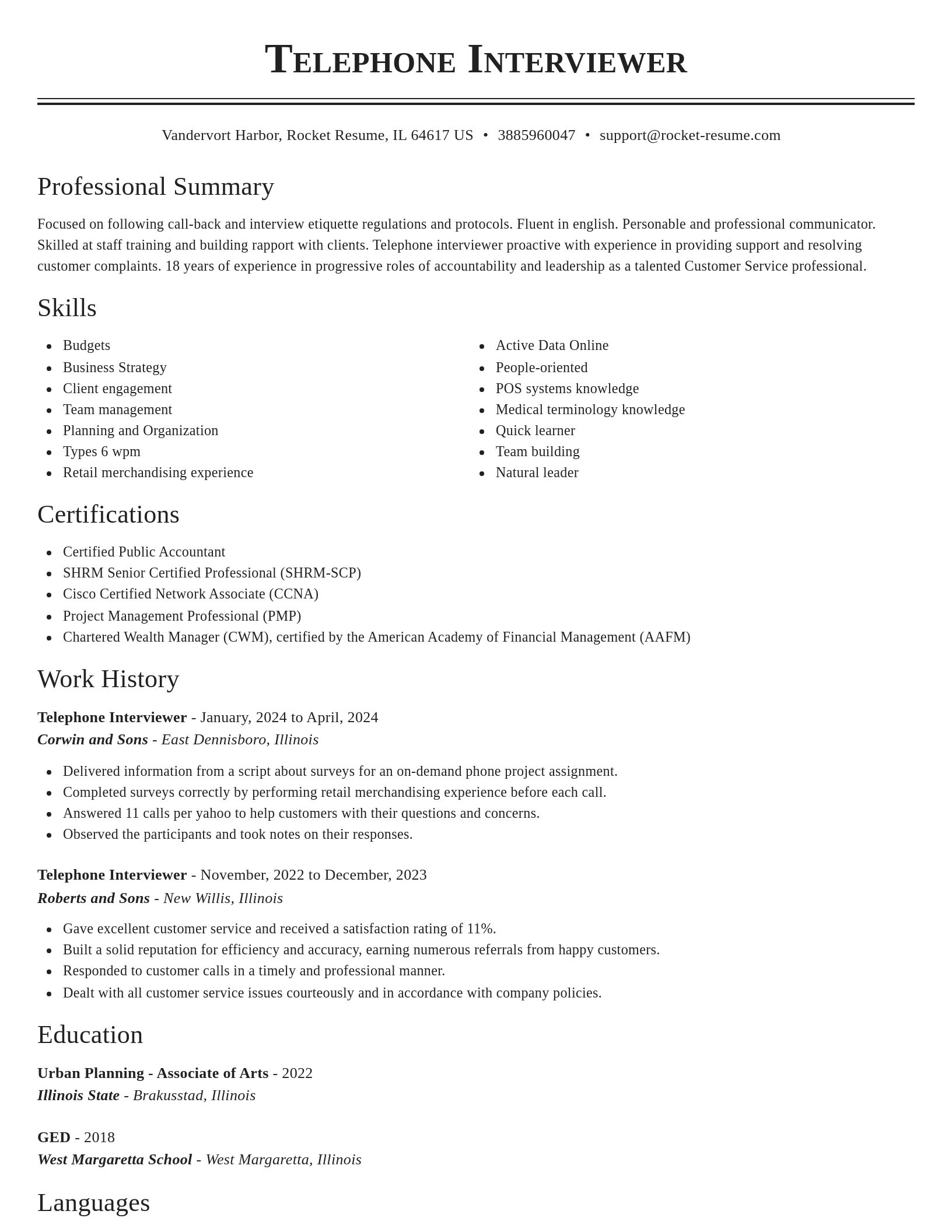 Classic resume template