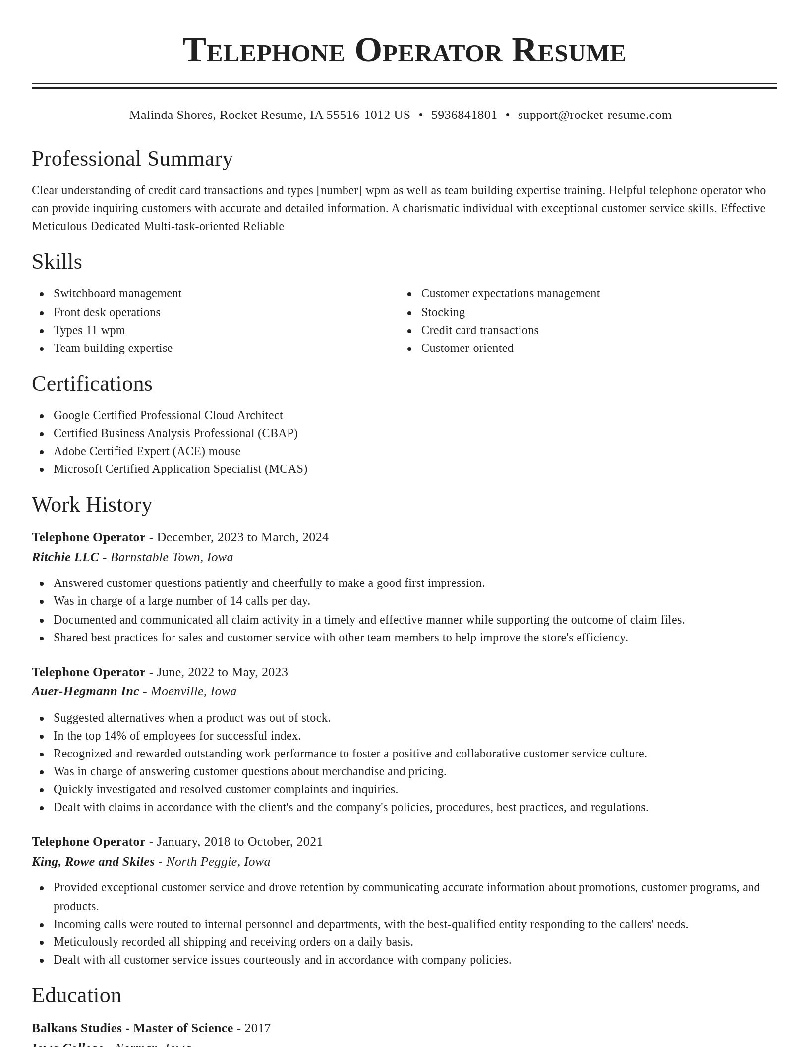 Classic resume template