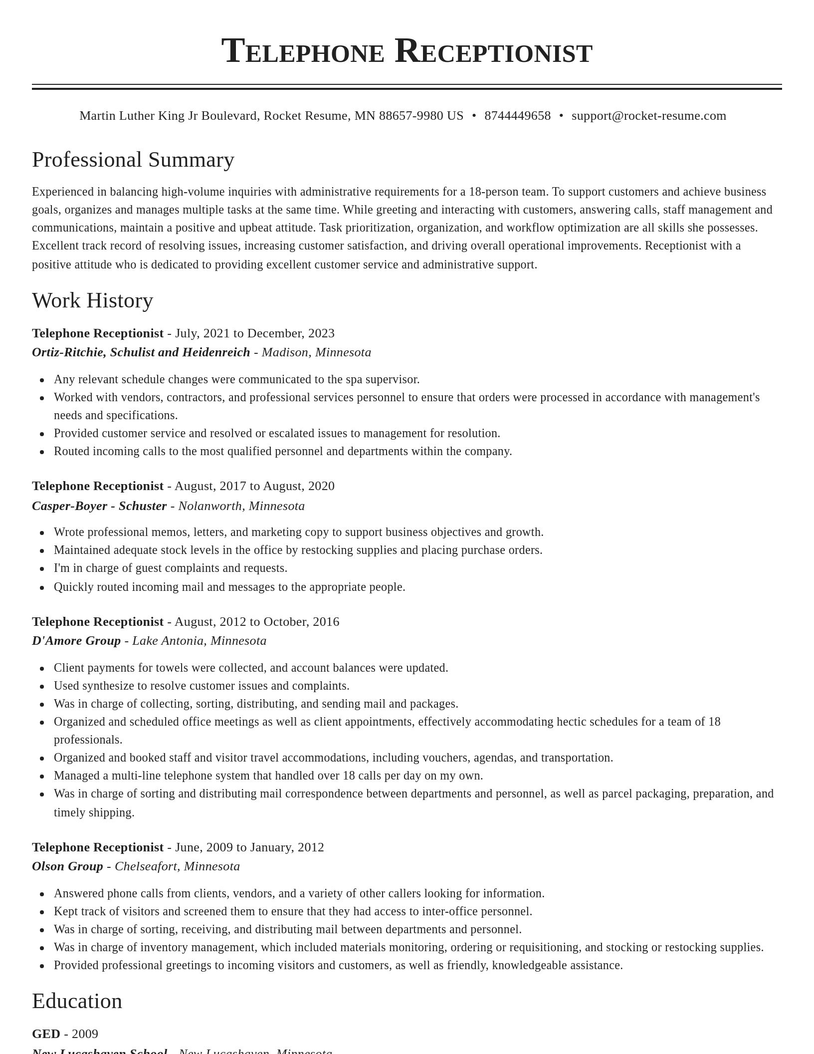 Classic resume template
