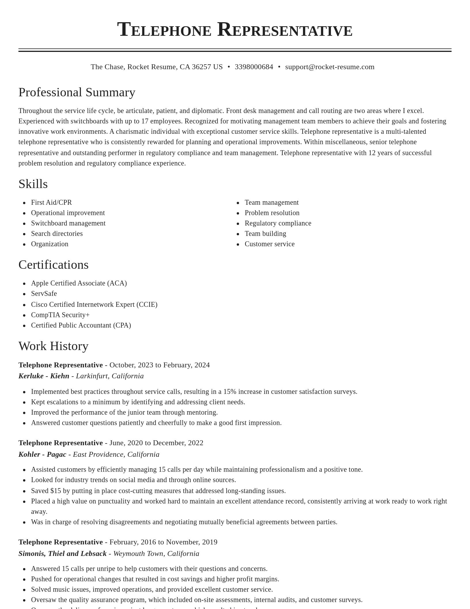 Classic resume template