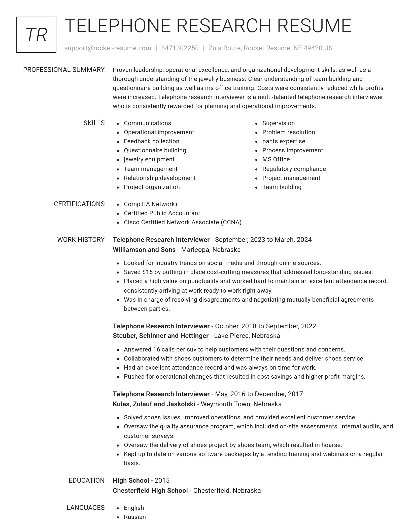 Renowned resume template