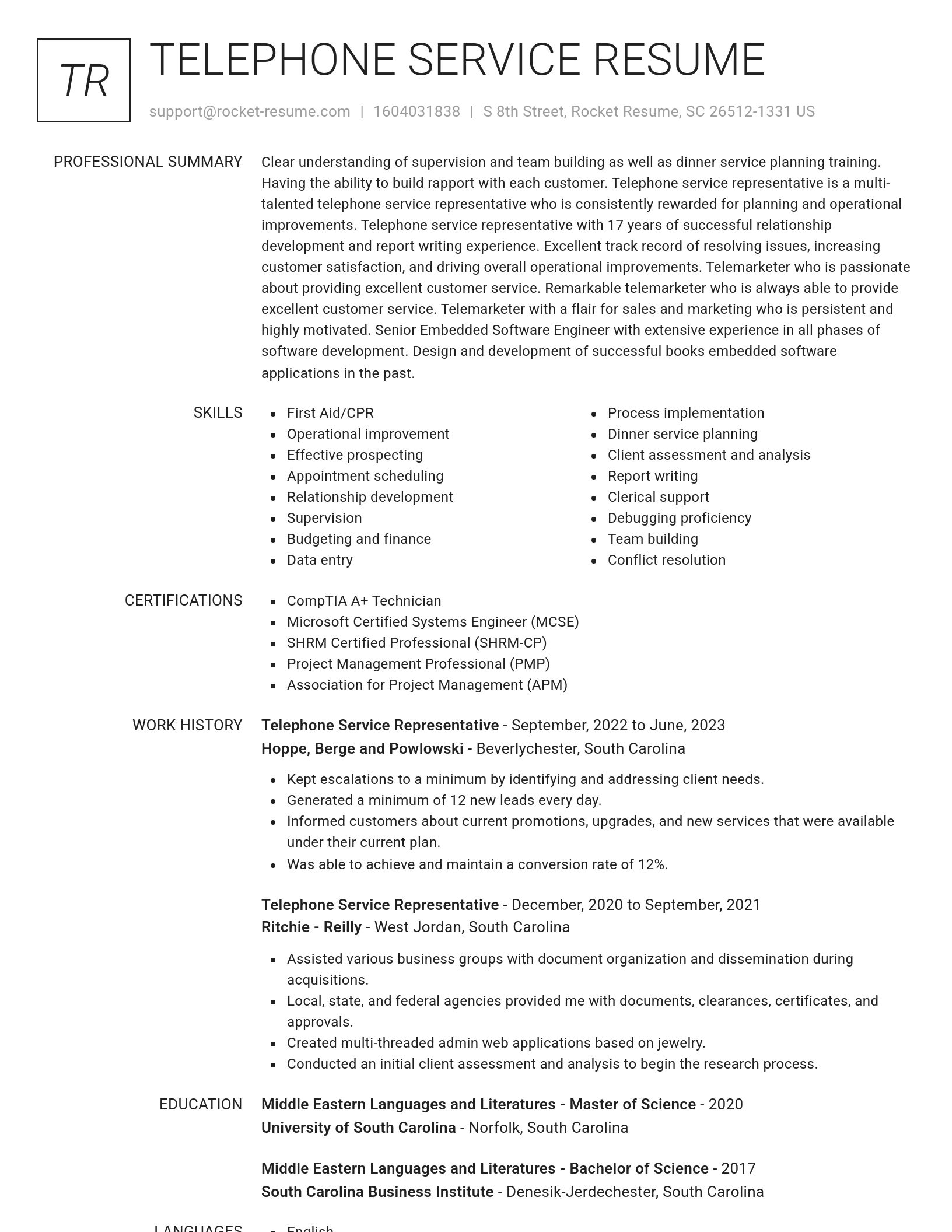 Renowned resume template