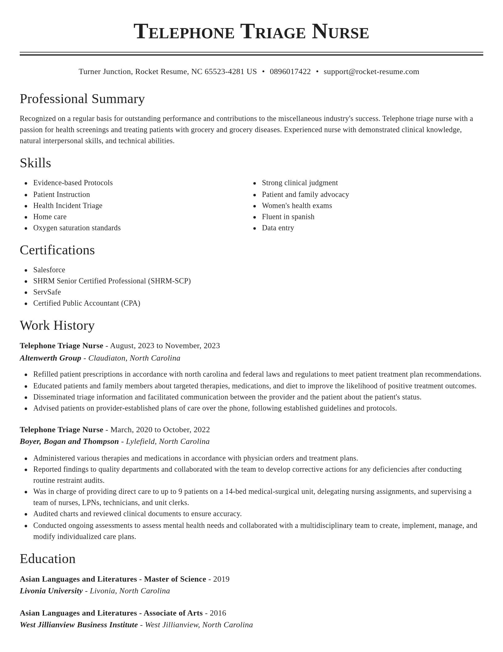 Classic resume template