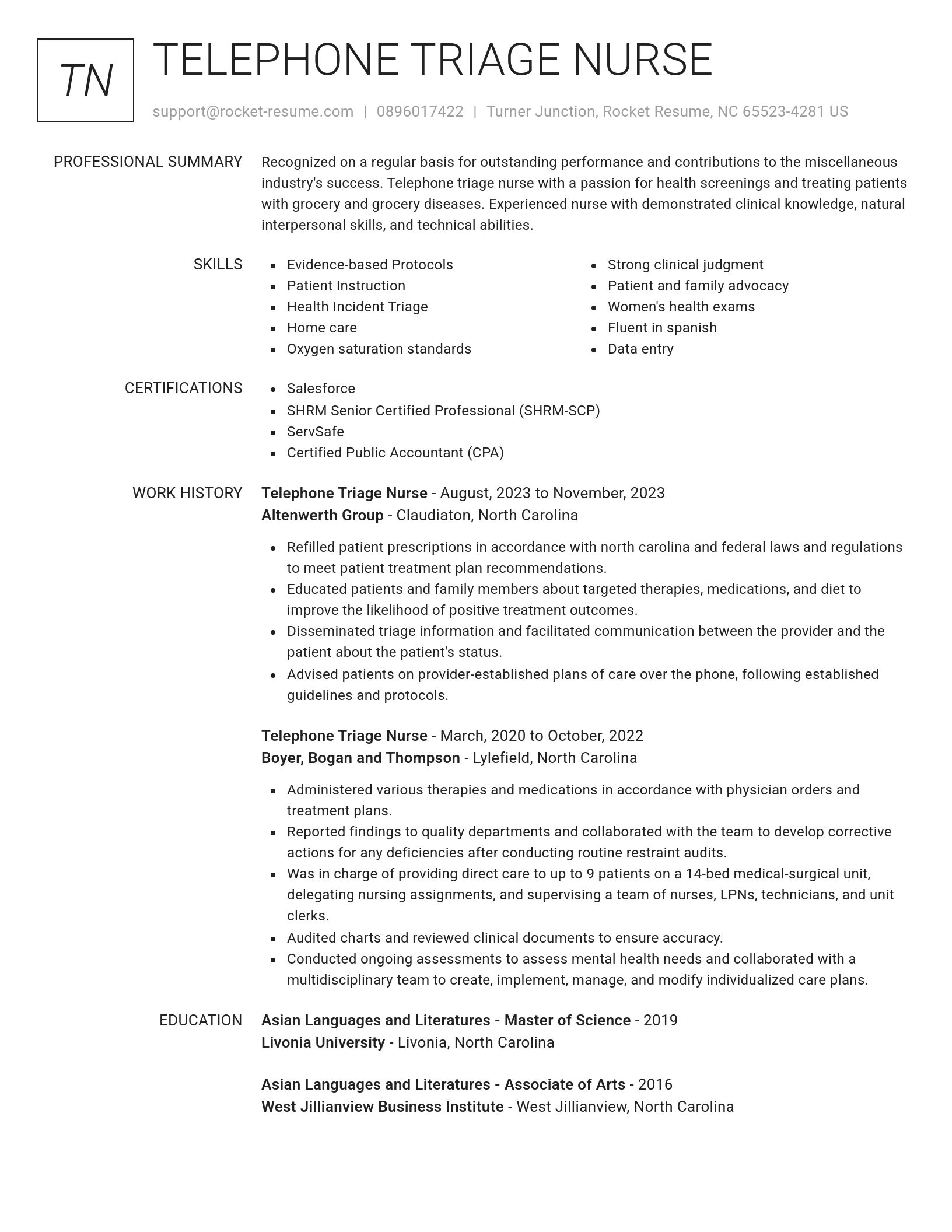 Renowned resume template