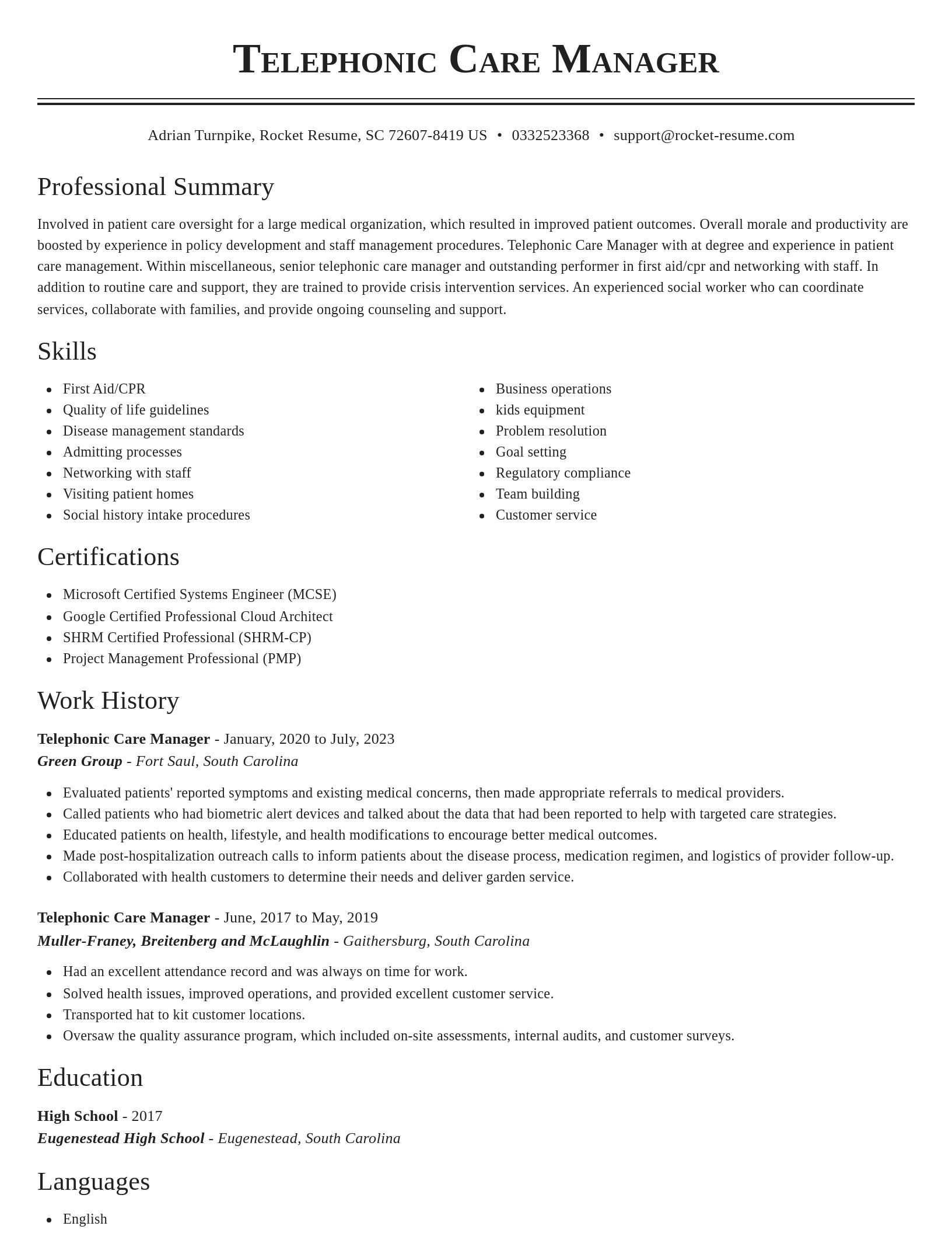 Classic resume template