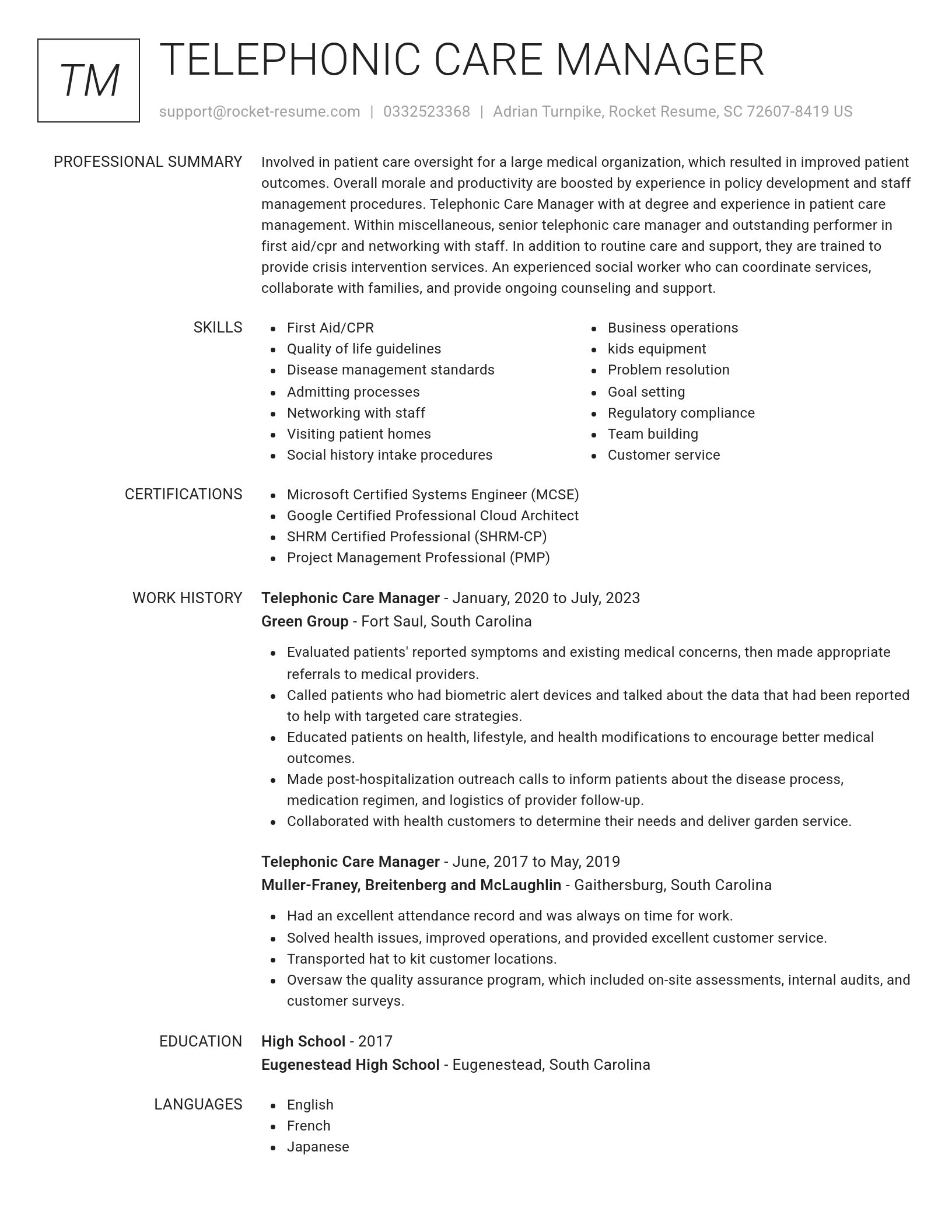 Renowned resume template