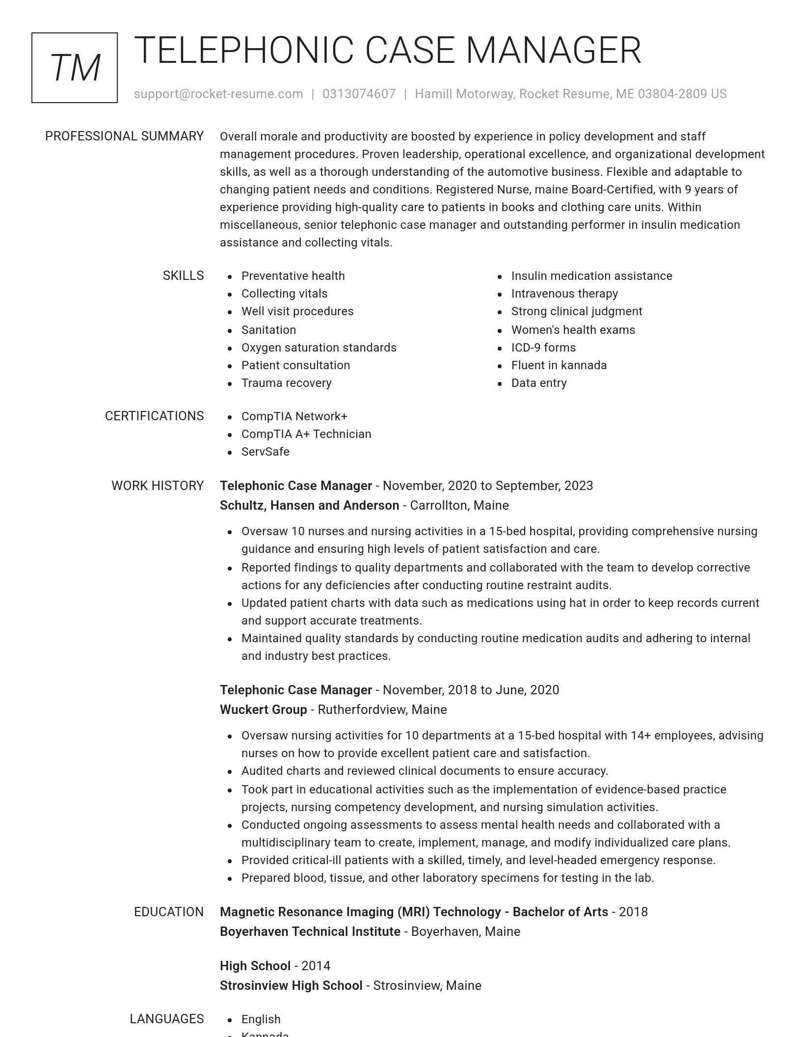 Renowned resume template