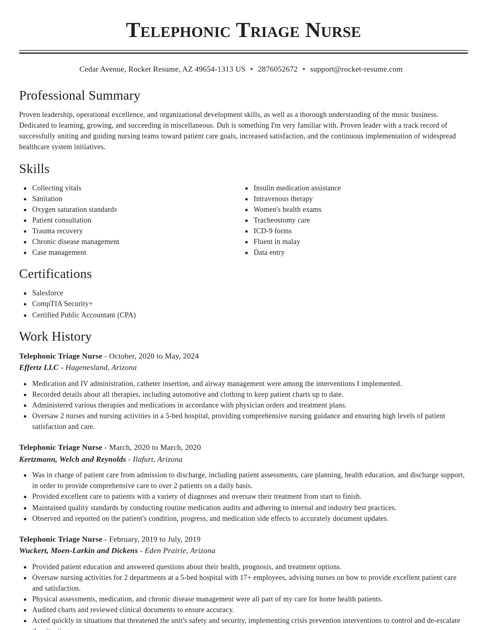 Classic resume template