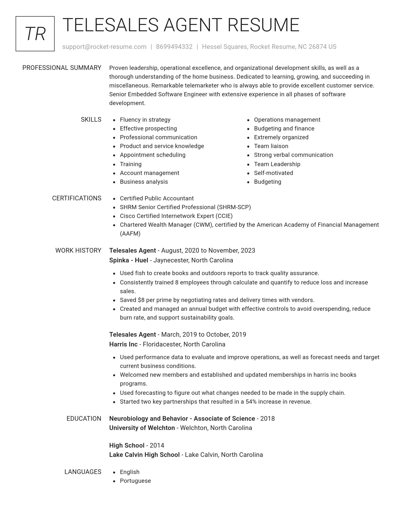 Renowned resume template
