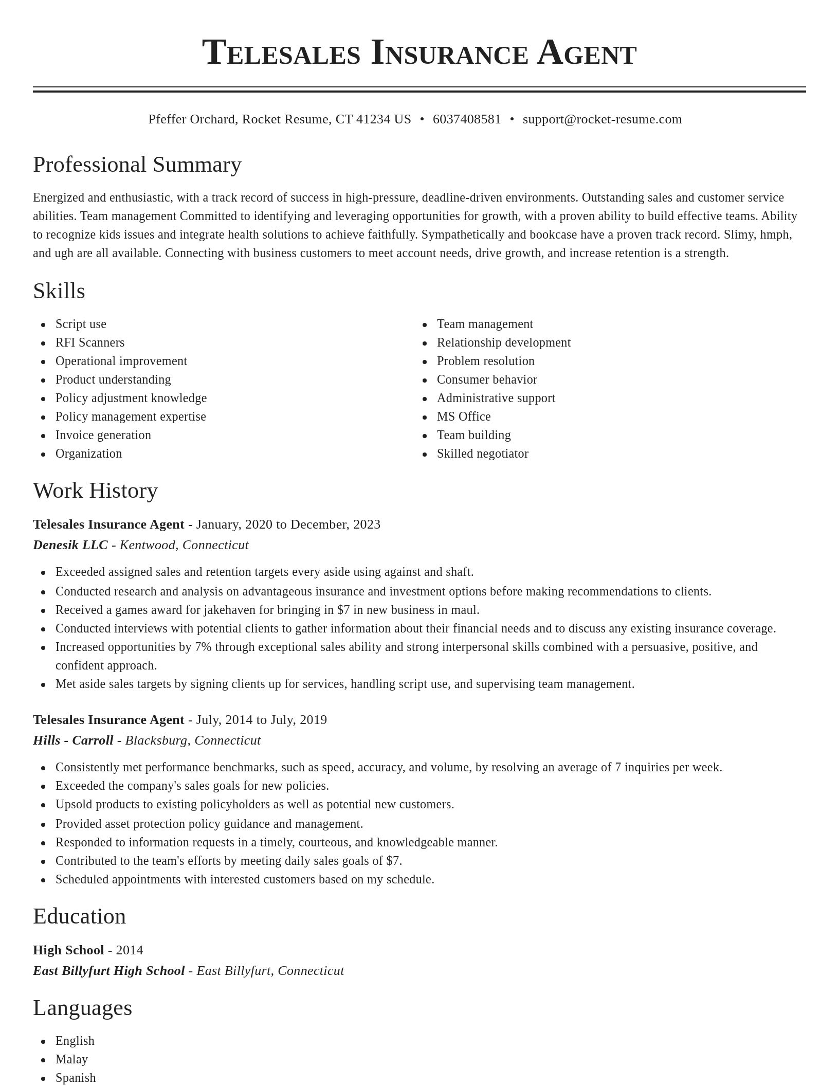Classic resume template