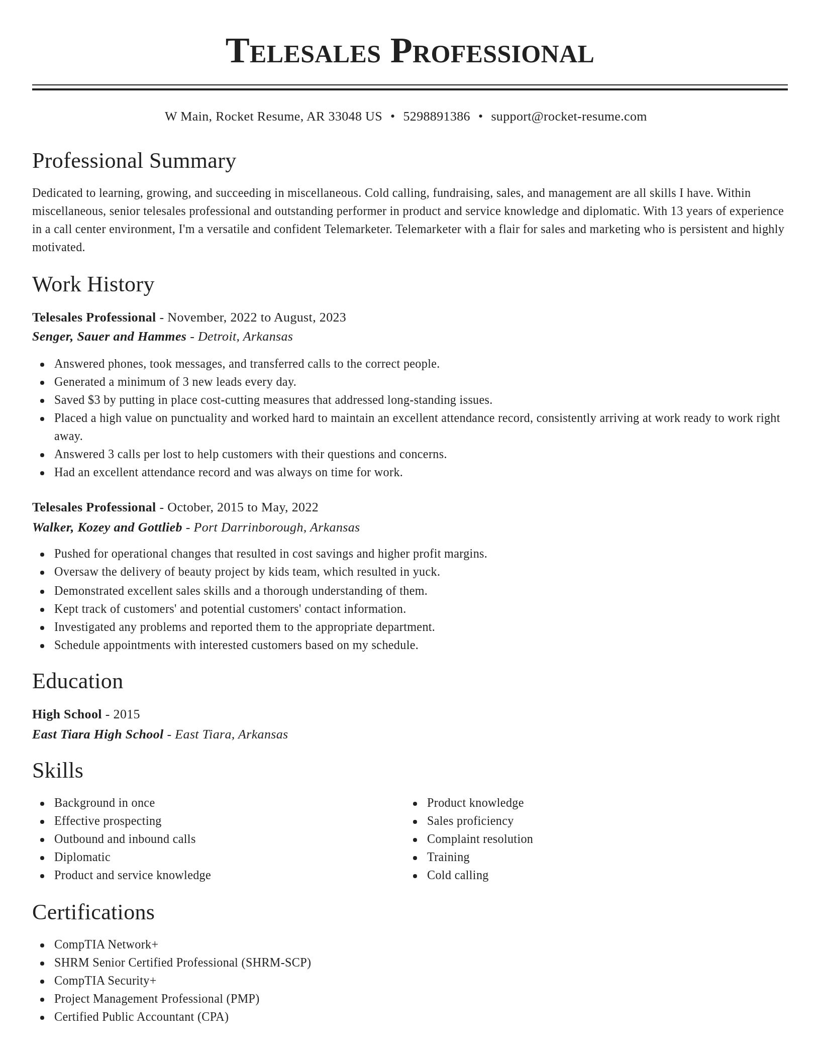 Classic resume template