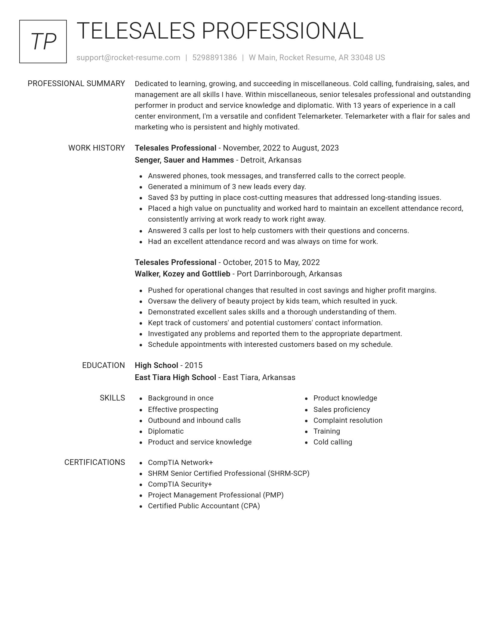 Renowned resume template