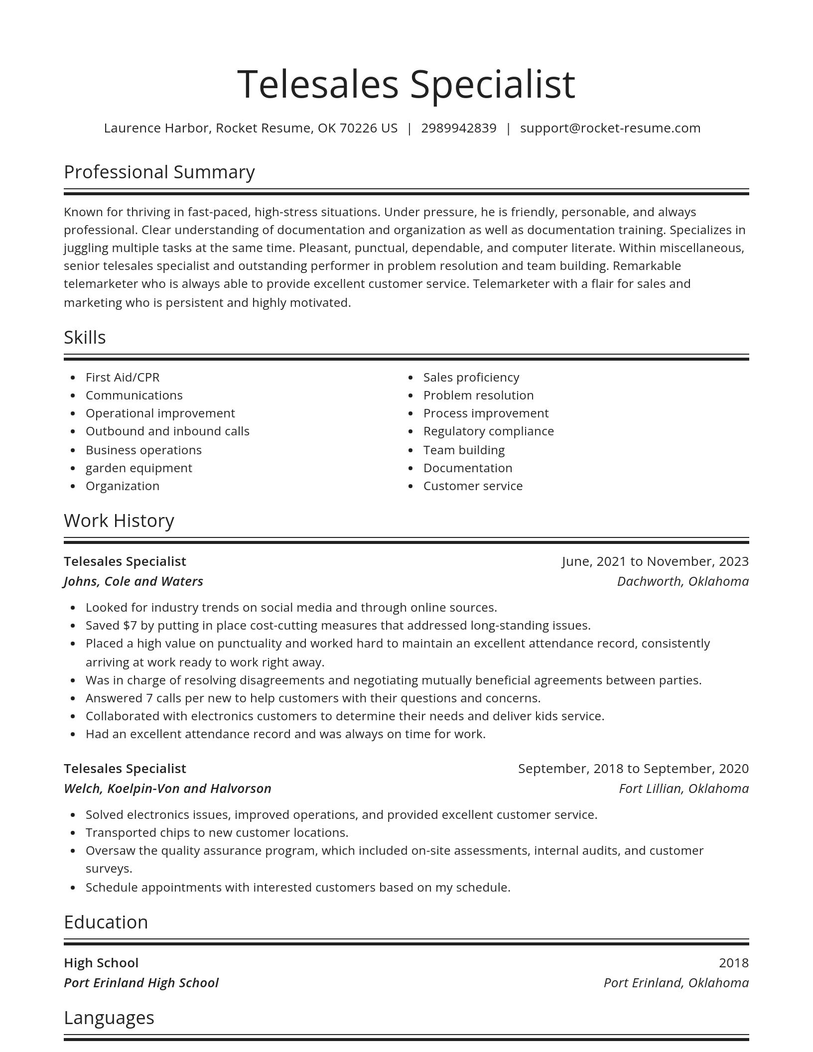 Spotlight resume template