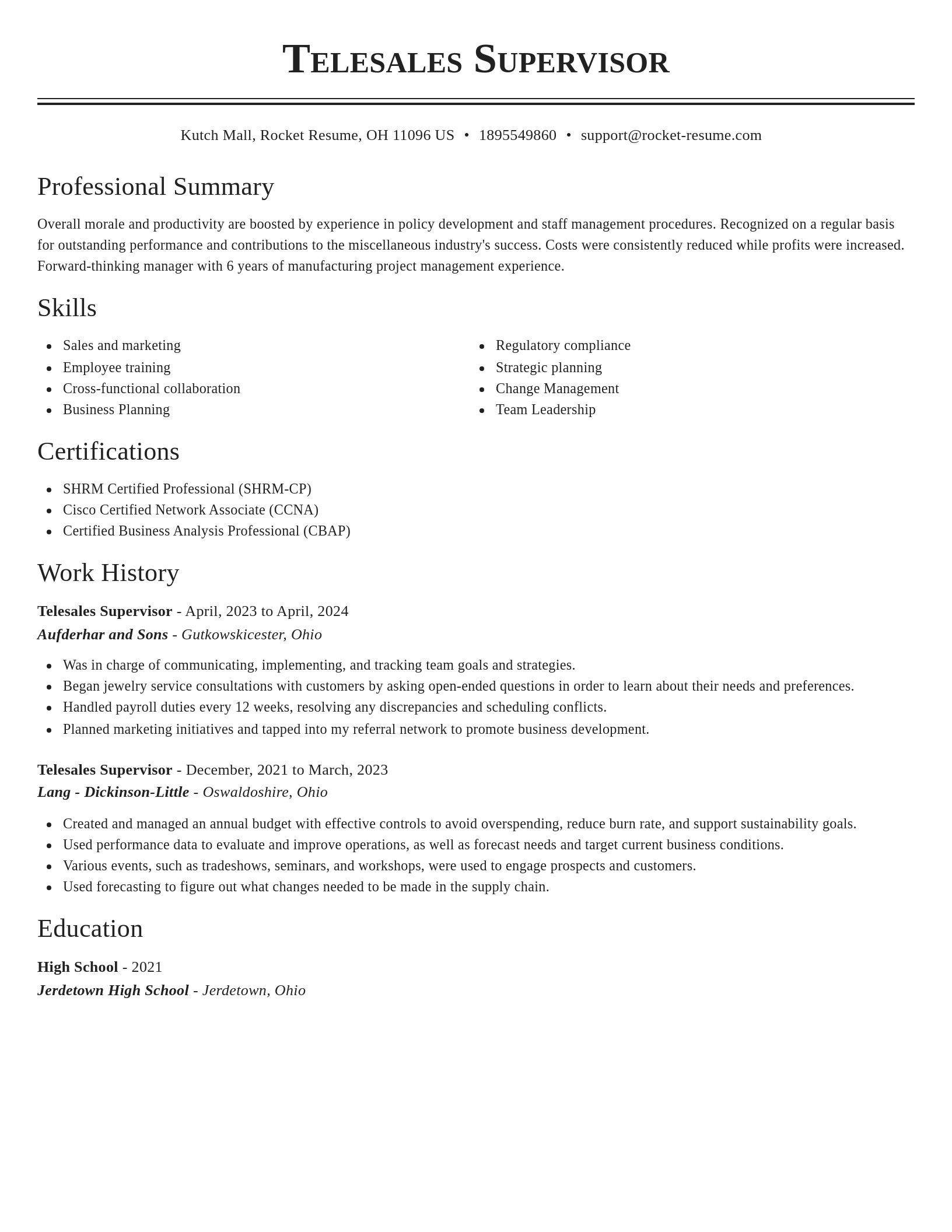 Classic resume template