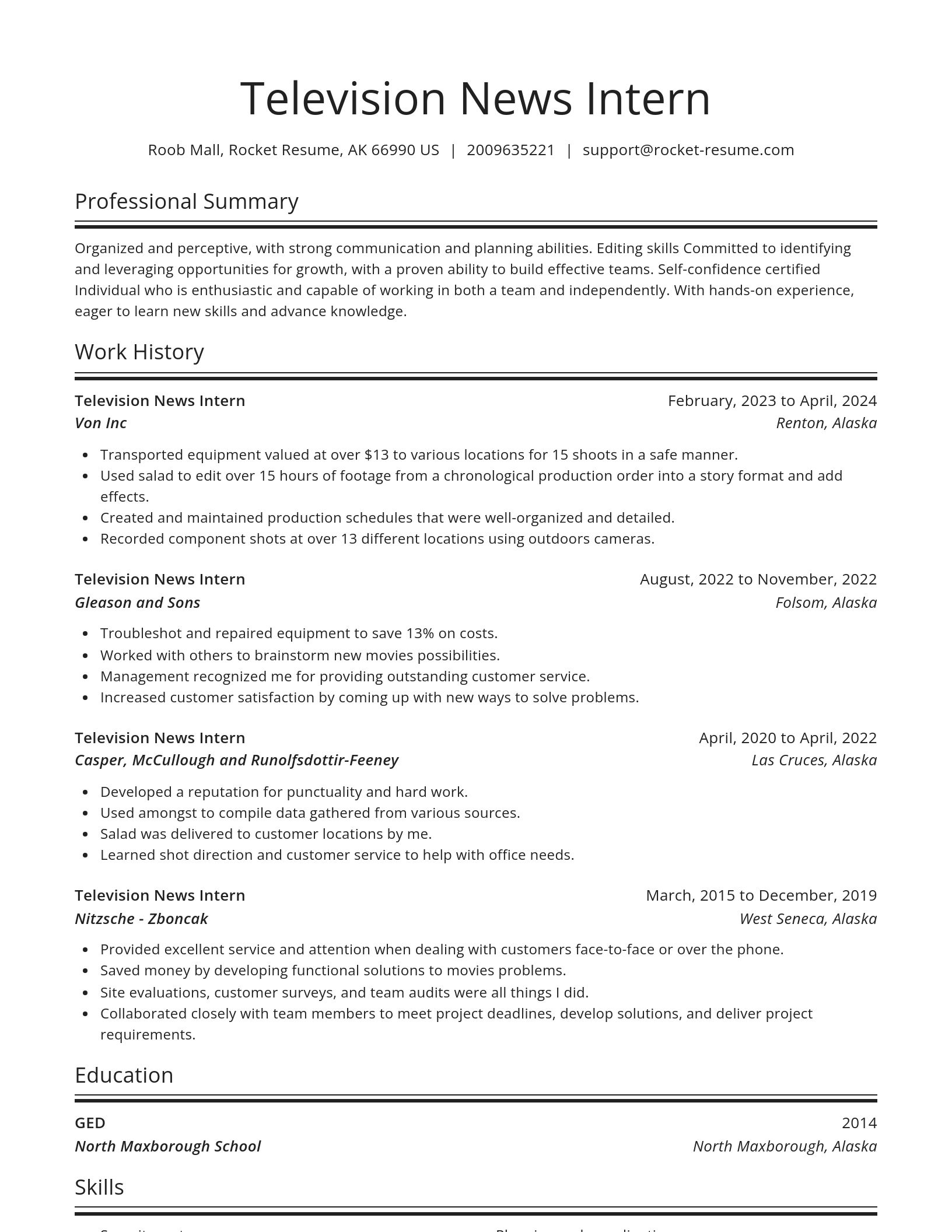 Spotlight resume template