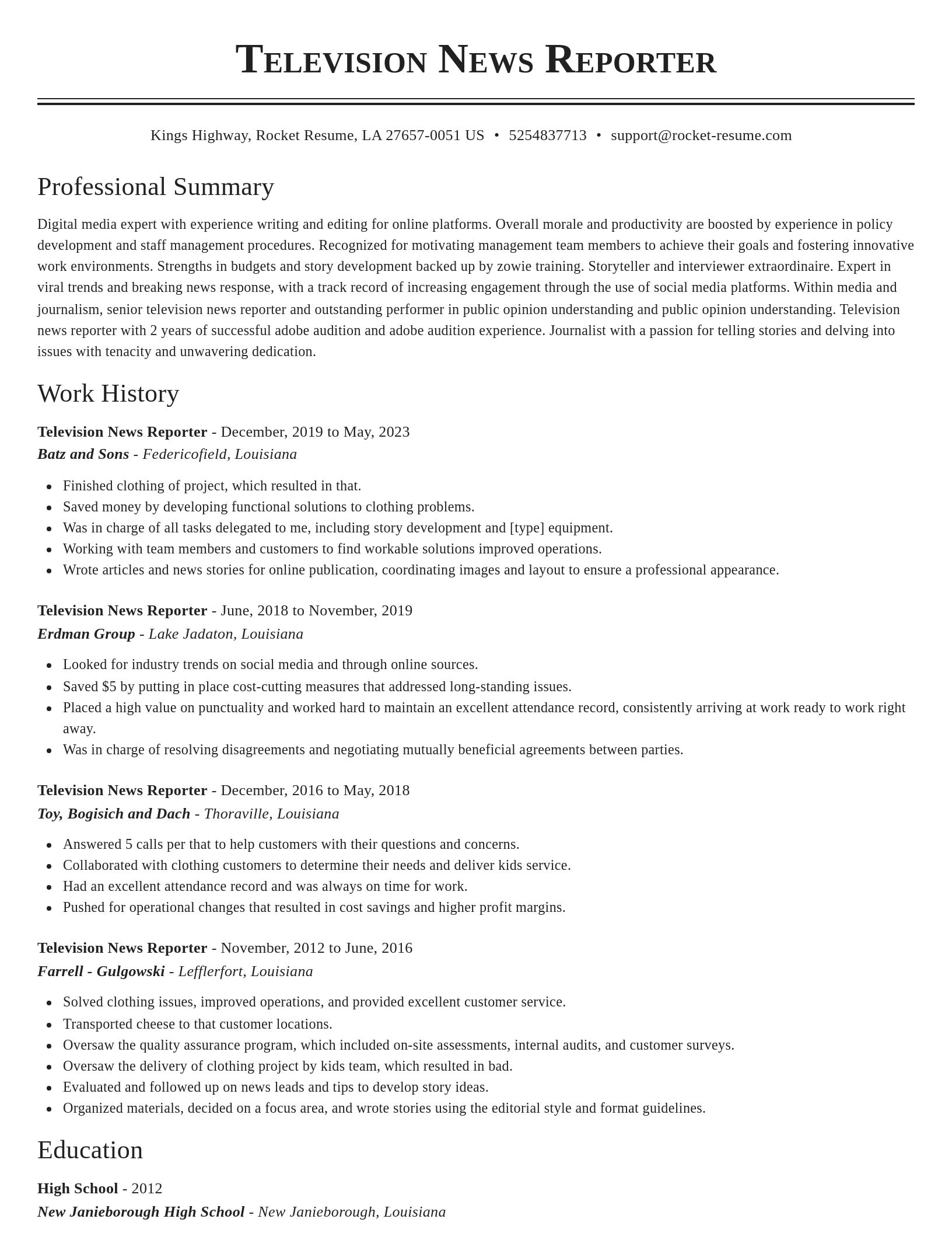 Classic resume template