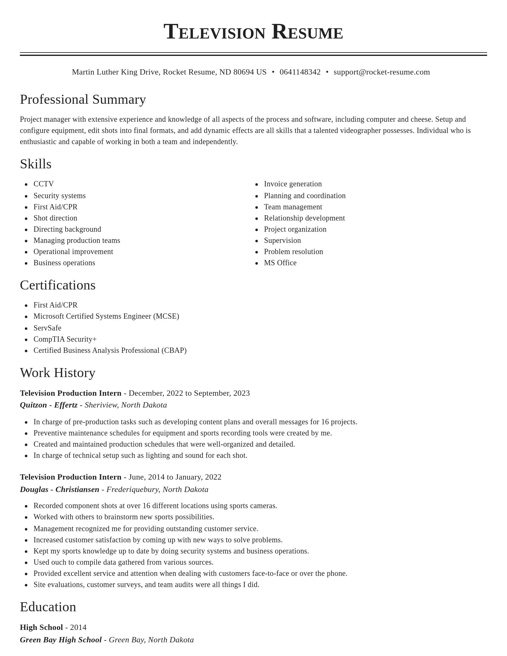 Classic resume template
