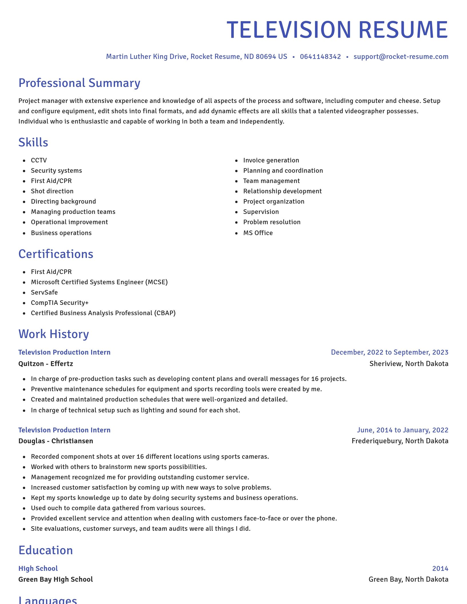 Novel resume template
