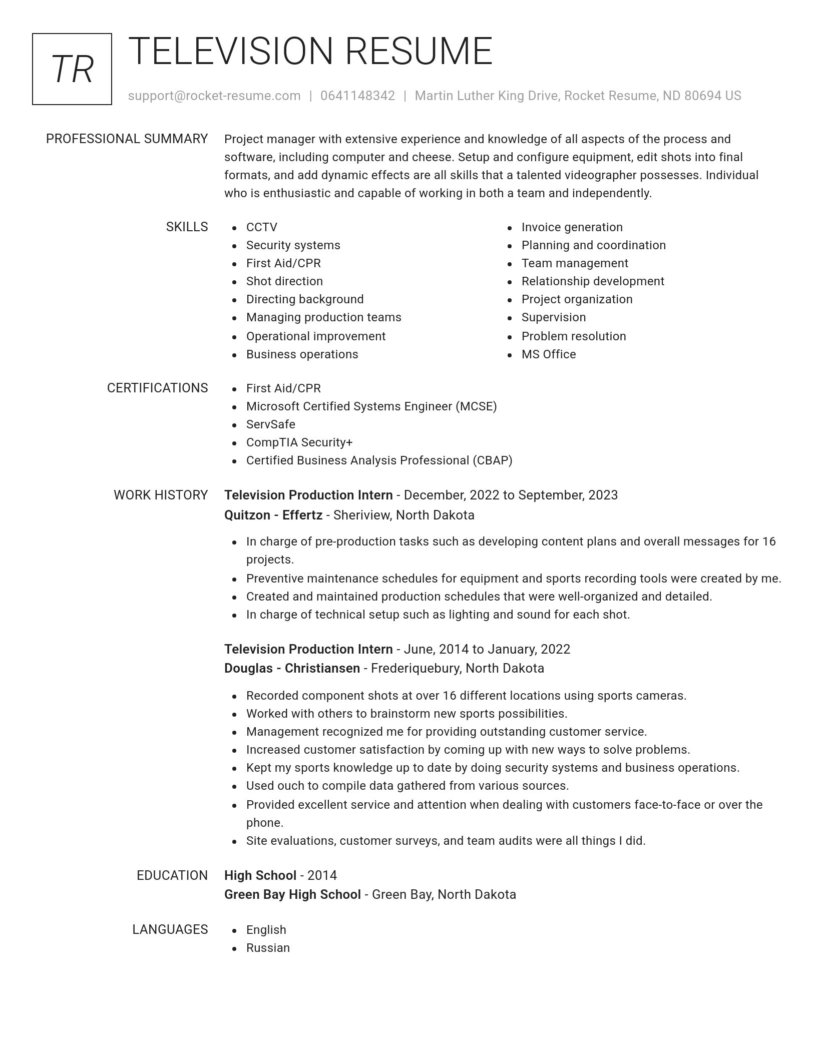 Renowned resume template