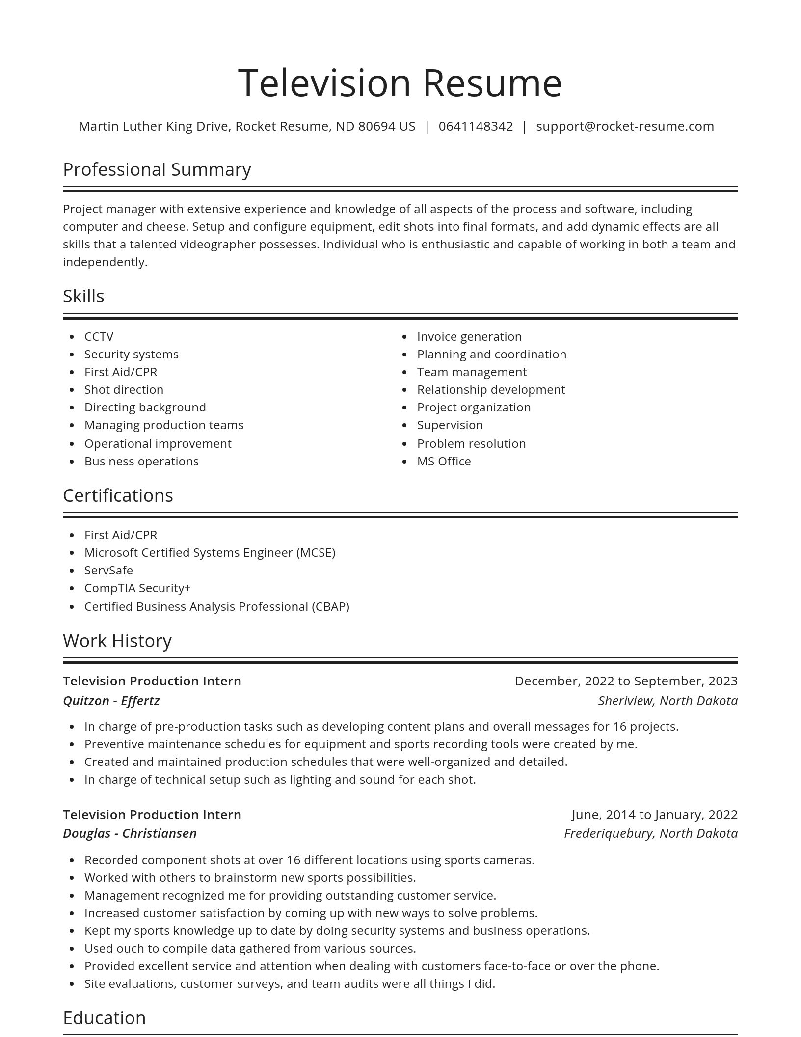 Spotlight resume template