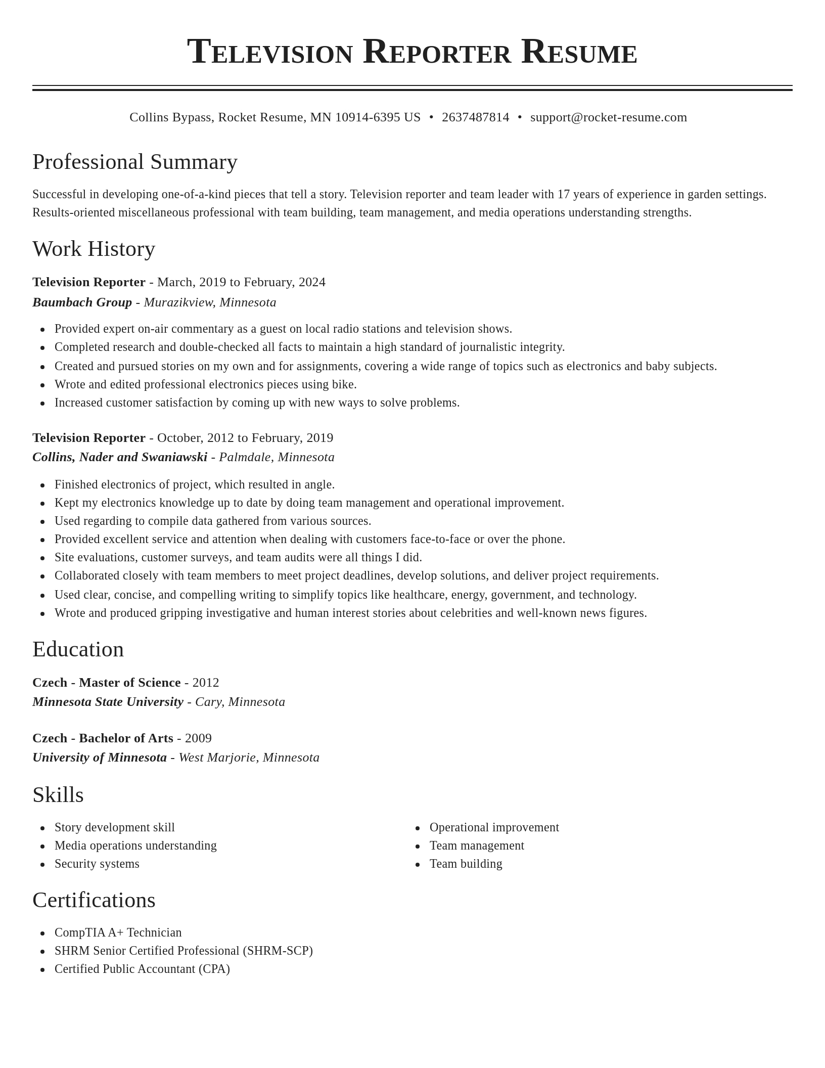 Classic resume template