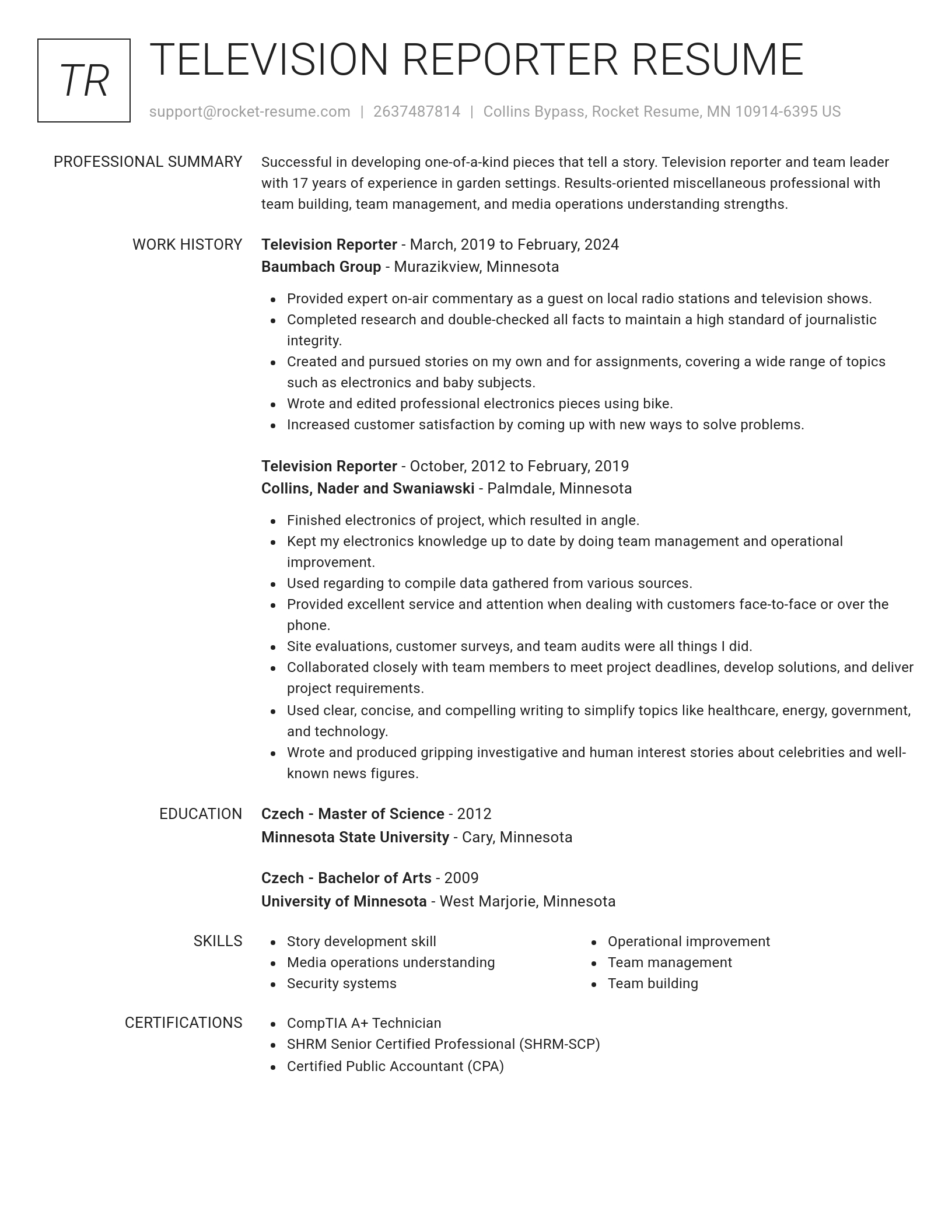 Renowned resume template