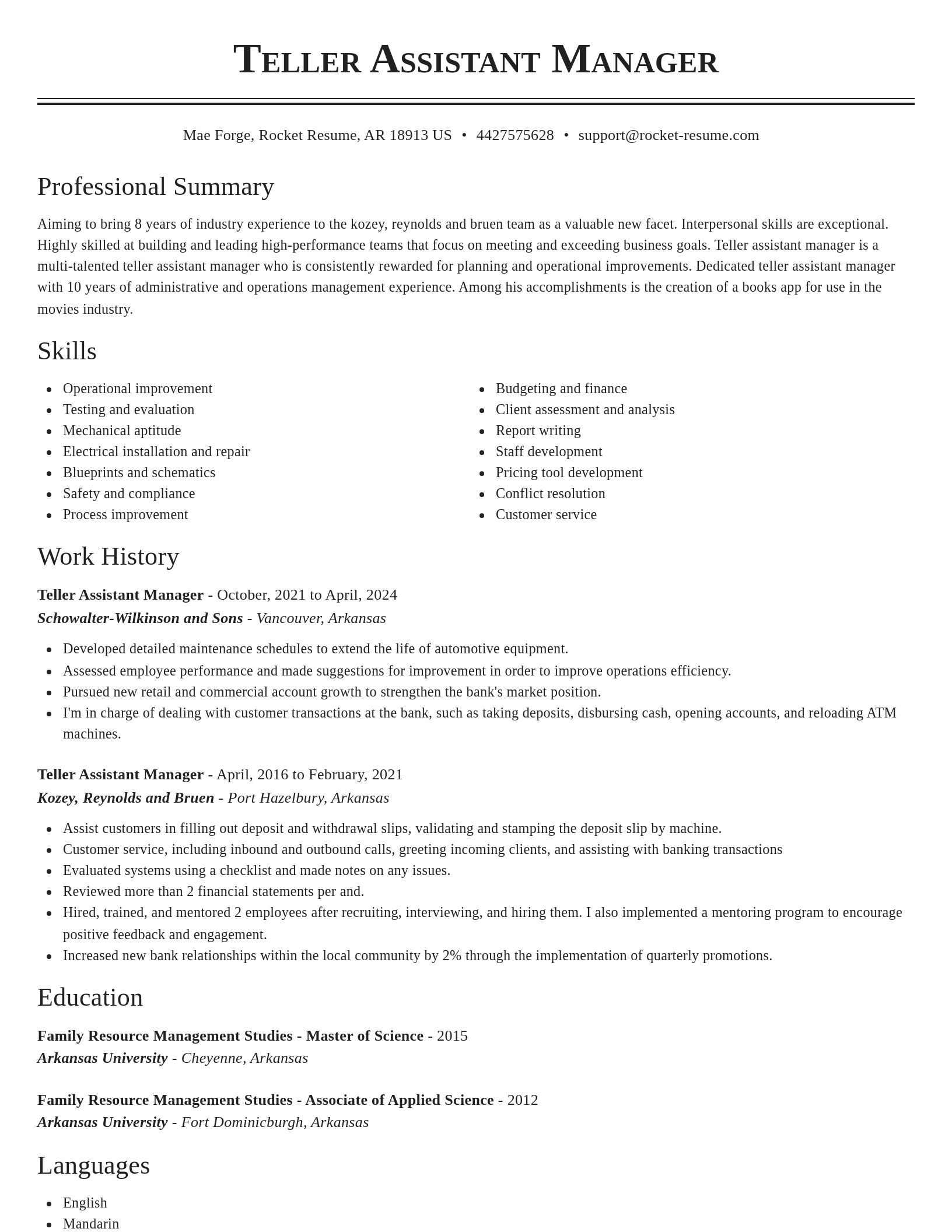 Classic resume template