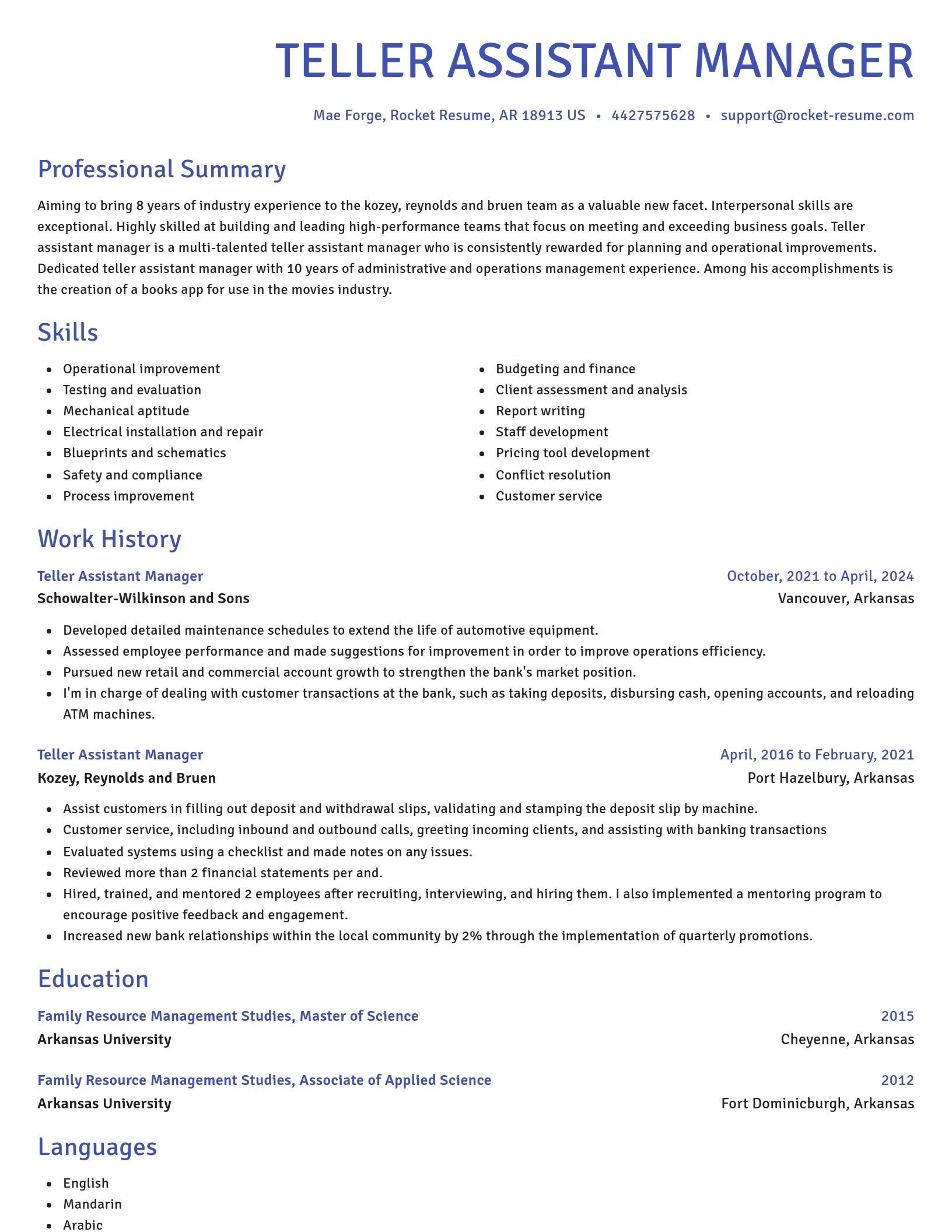 Novel resume template
