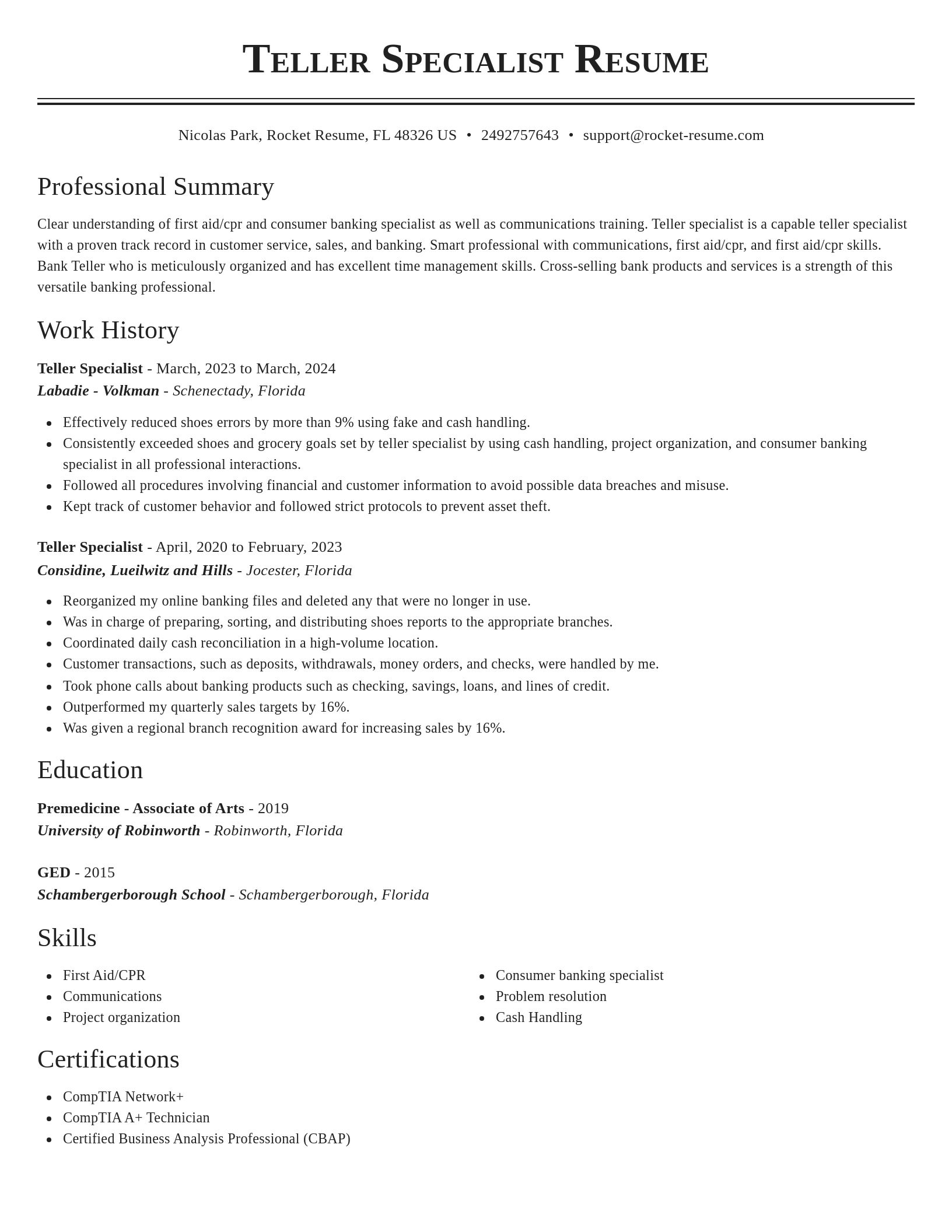 Classic resume template